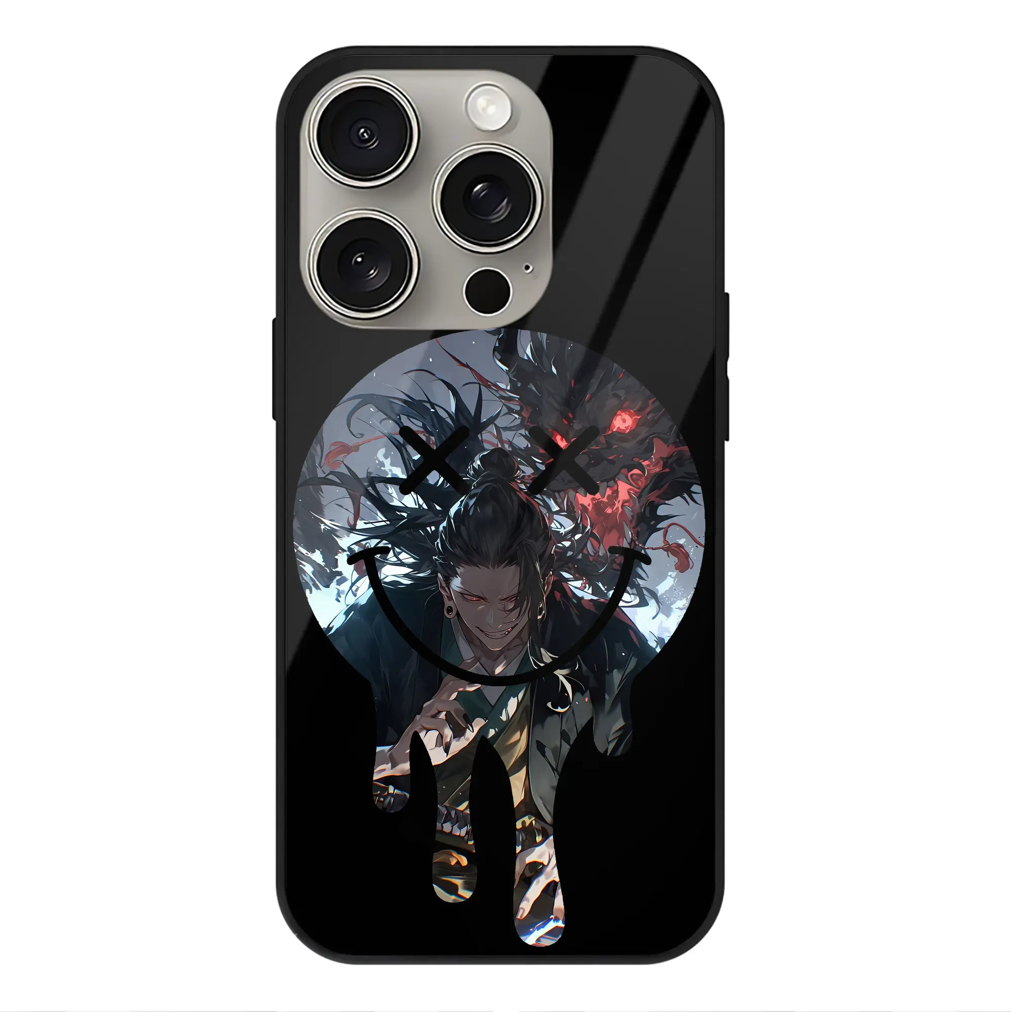 呪術廻戦 グッズ,夏油 傑 - IPhone15Pro対応 ・ スマホケース ・ 背面ガラス ・ TPU+強化ガラス ・ 耐衝撃 ・ 黄変防止 ・ ワイヤレス充電対応 ・ 3D立体ボタン