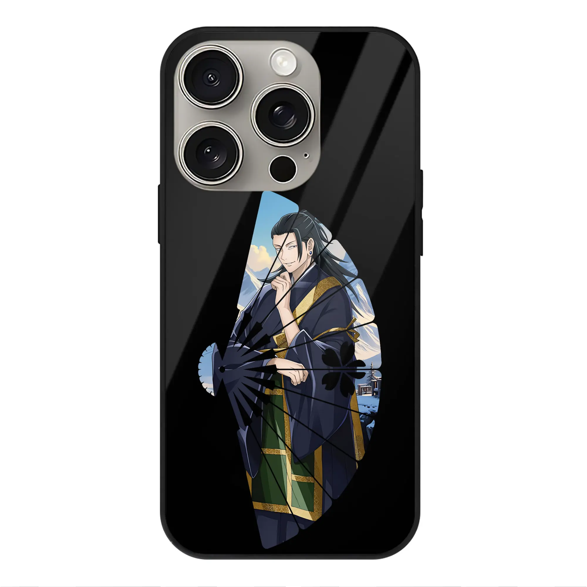 呪術廻戦 グッズ,夏油 傑 - IPhone15Pro対応 ・ スマホケース ・ 背面ガラス ・ TPU+強化ガラス ・ 耐衝撃 ・ 黄変防止 ・ ワイヤレス充電対応 ・ 3D立体ボタン