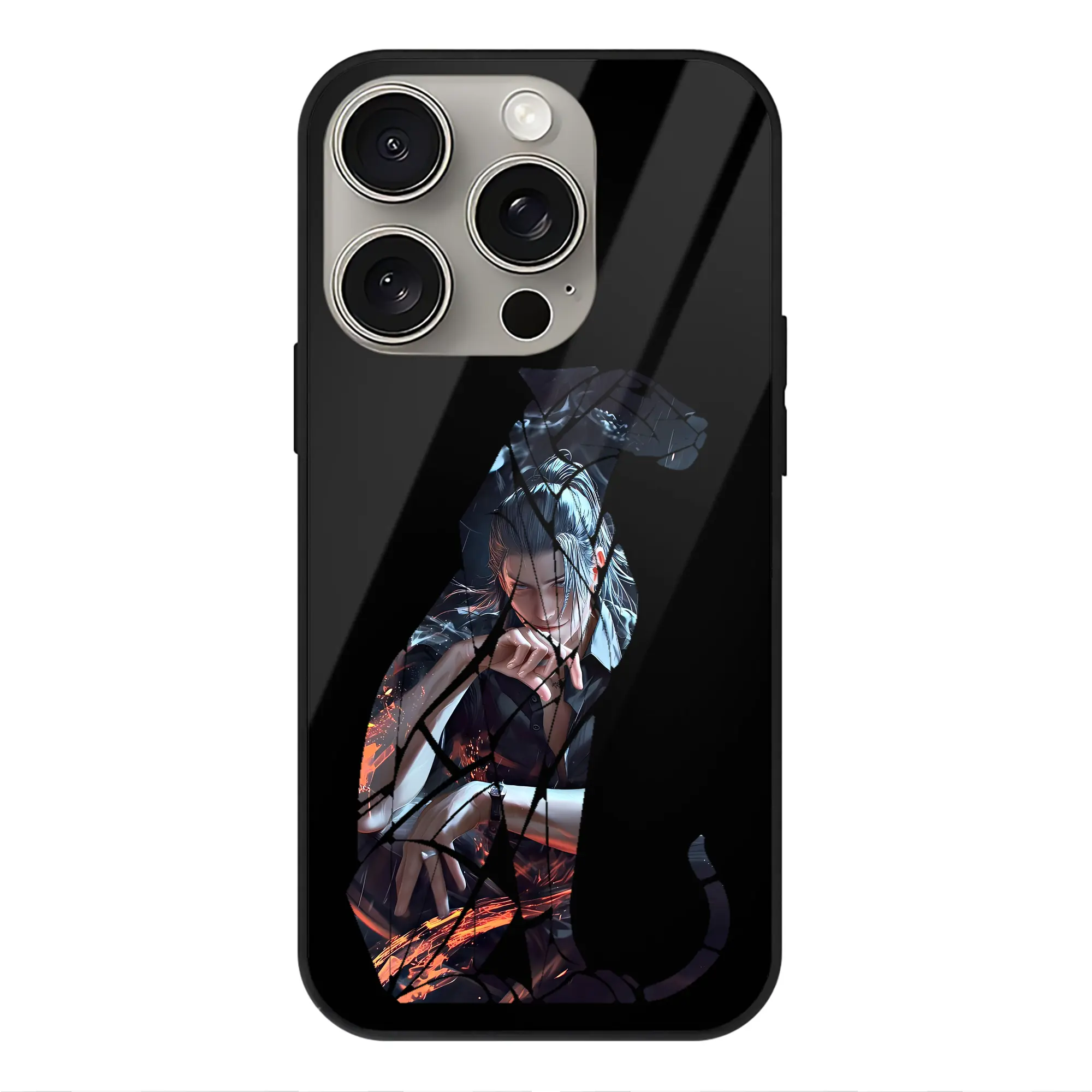 呪術廻戦 グッズ,夏油 傑 - IPhone15Pro対応 ・ スマホケース ・ 背面ガラス ・ TPU+強化ガラス ・ 耐衝撃 ・ 黄変防止 ・ ワイヤレス充電対応 ・ 3D立体ボタン