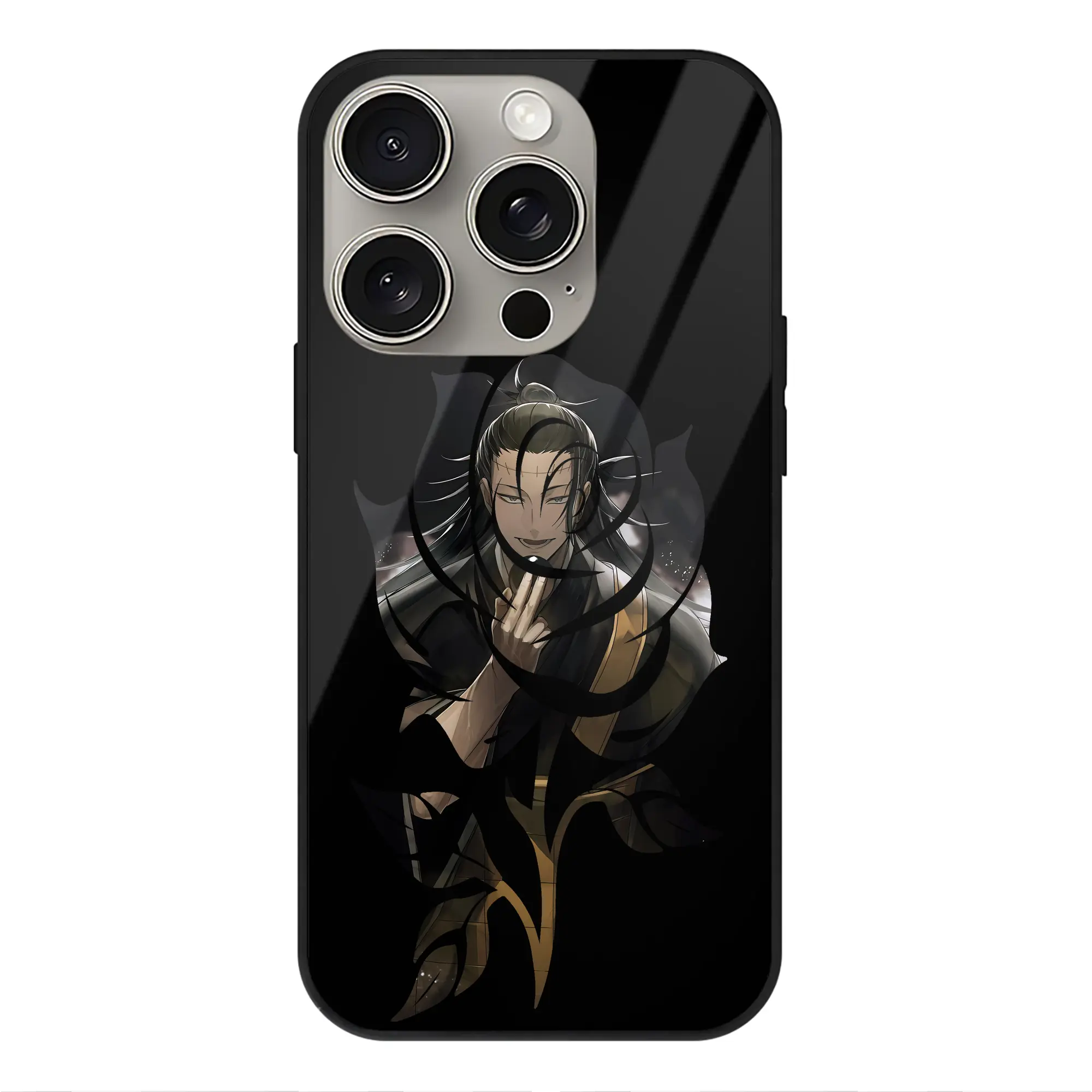 呪術廻戦 グッズ,夏油 傑 - IPhone15Pro対応 ・ スマホケース ・ 背面ガラス ・ TPU+強化ガラス ・ 耐衝撃 ・ 黄変防止 ・ ワイヤレス充電対応 ・ 3D立体ボタン