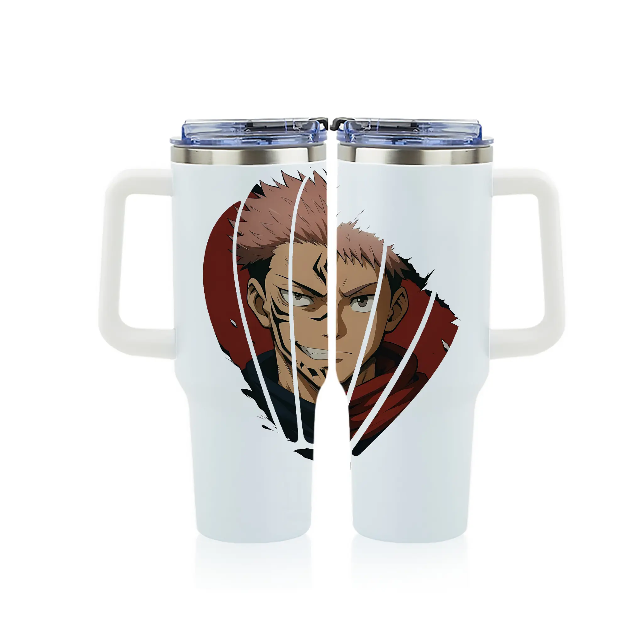 呪術廻戦 グッズ,両面宿儺 - 1200mL フルプリント車用タンブラー ・ 304ステンレス 内側 ・ 201ステンレス 外側 ・ 保温 保冷 ・ 通勤 ドライブ アウトドア用