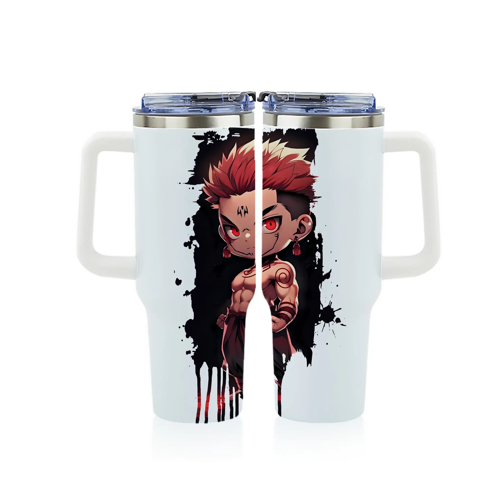 呪術廻戦 グッズ,両面宿儺 - 1200mL フルプリント車用タンブラー ・ 304ステンレス 内側 ・ 201ステンレス 外側 ・ 保温 保冷 ・ 通勤 ドライブ アウトドア用
