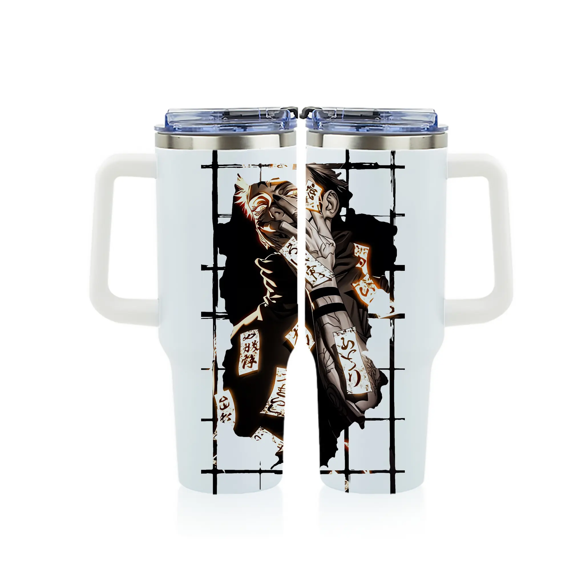 呪術廻戦 グッズ,両面宿儺 - 1200mL フルプリント車用タンブラー ・ 304ステンレス 内側 ・ 201ステンレス 外側 ・ 保温 保冷 ・ 通勤 ドライブ アウトドア用