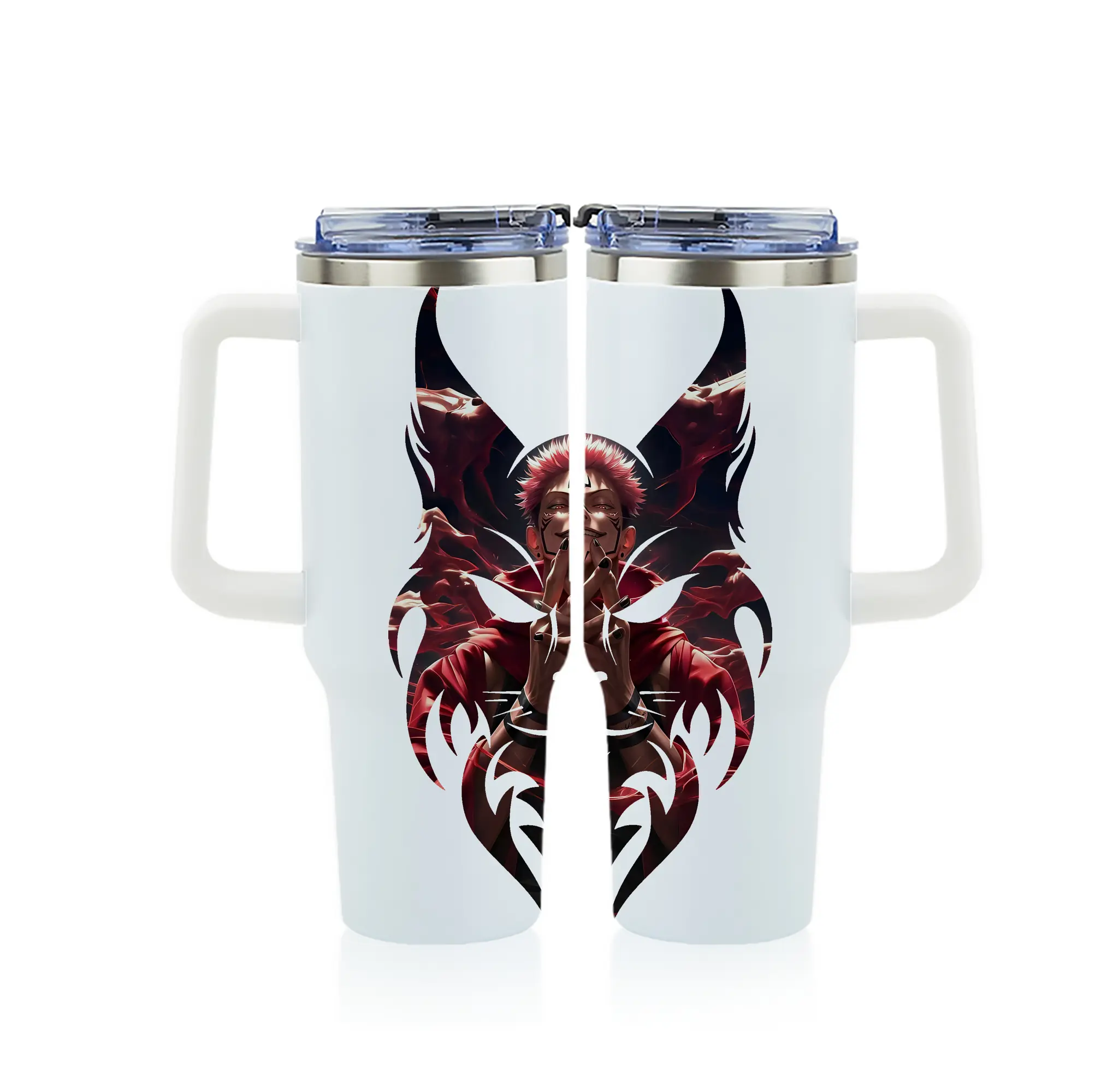 呪術廻戦 グッズ,両面宿儺 - 1200mL フルプリント車用タンブラー ・ 304ステンレス 内側 ・ 201ステンレス 外側 ・ 保温 保冷 ・ 通勤 ドライブ アウトドア用