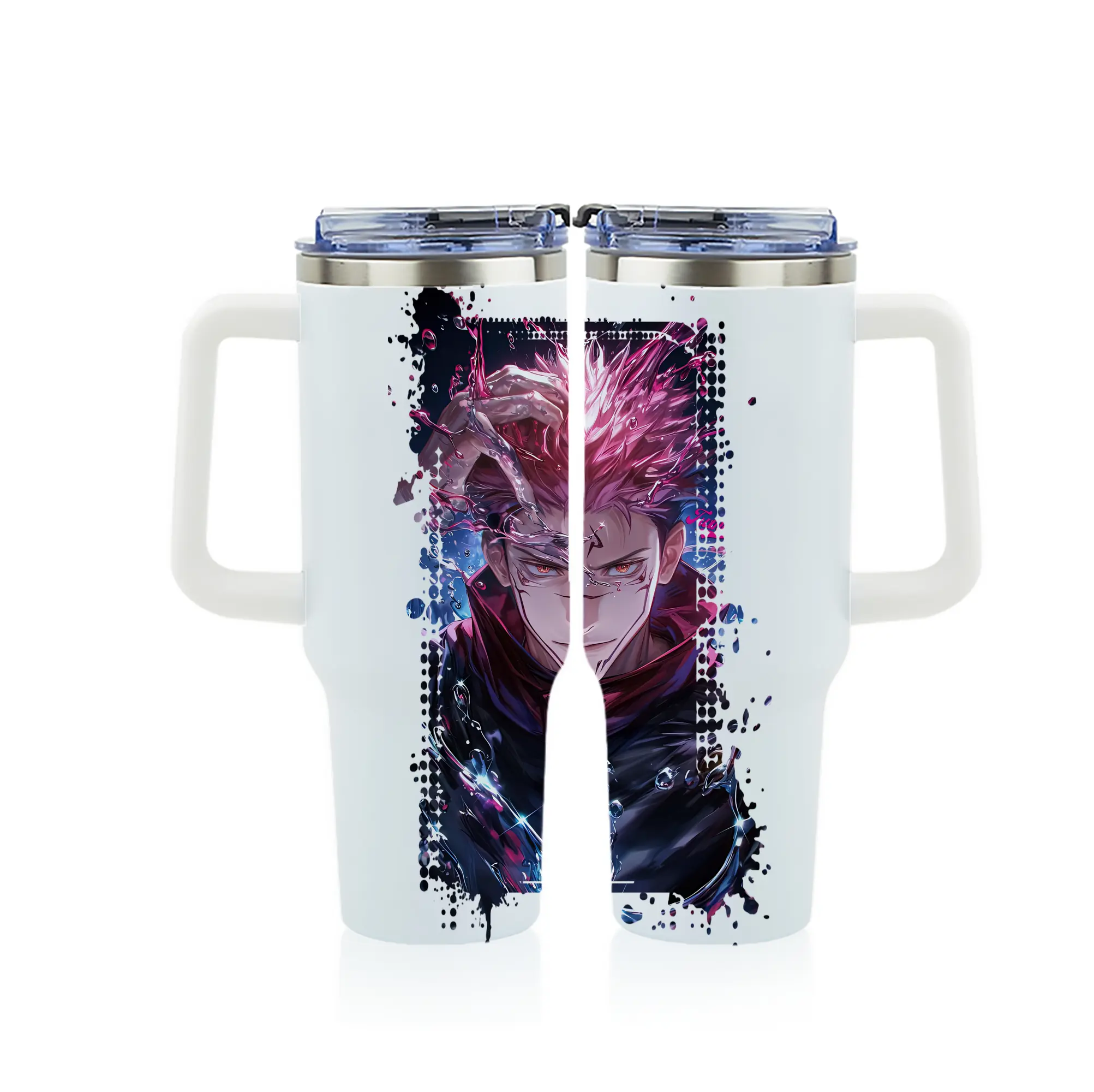 呪術廻戦 グッズ,両面宿儺 - 1200mL フルプリント車用タンブラー ・ 304ステンレス 内側 ・ 201ステンレス 外側 ・ 保温 保冷 ・ 通勤 ドライブ アウトドア用