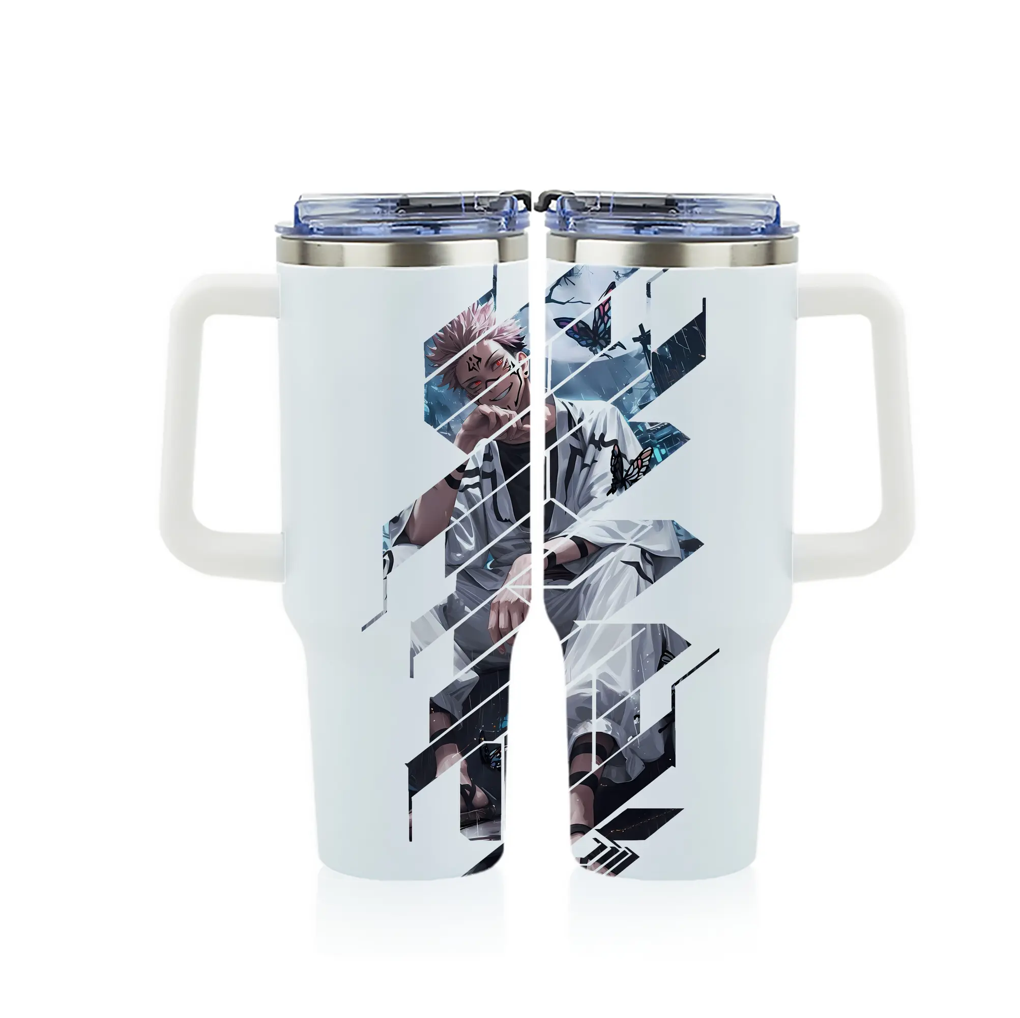 呪術廻戦 グッズ,両面宿儺 - 1200mL フルプリント車用タンブラー ・ 304ステンレス 内側 ・ 201ステンレス 外側 ・ 保温 保冷 ・ 通勤 ドライブ アウトドア用