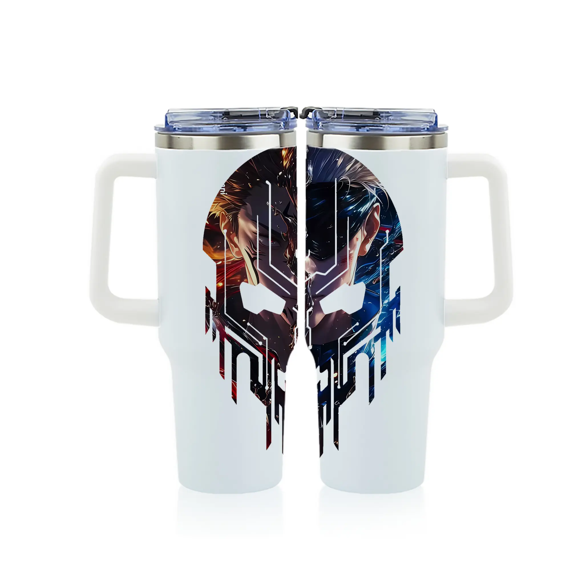 呪術廻戦 グッズ,両面宿儺 - 1200mL フルプリント車用タンブラー ・ 304ステンレス 内側 ・ 201ステンレス 外側 ・ 保温 保冷 ・ 通勤 ドライブ アウトドア用