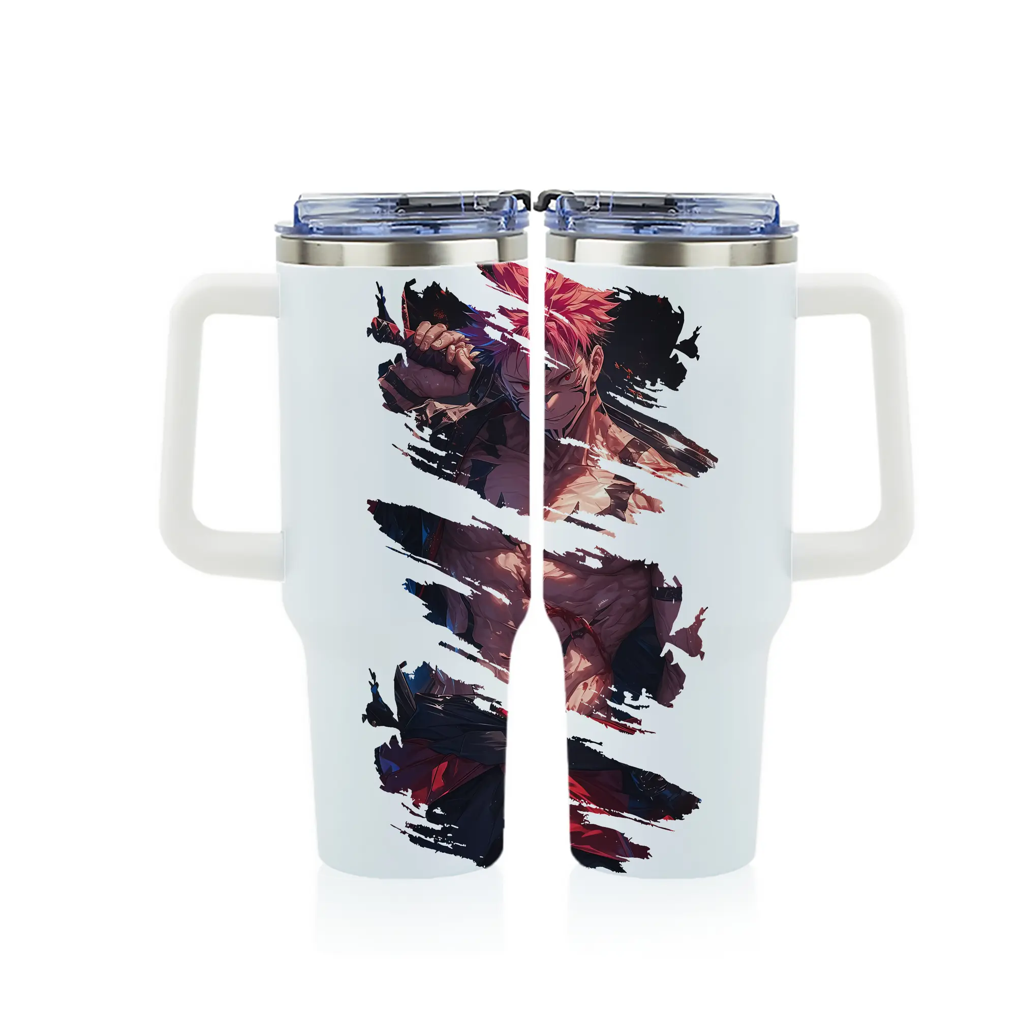 呪術廻戦 グッズ,両面宿儺 - 1200mL フルプリント車用タンブラー ・ 304ステンレス 内側 ・ 201ステンレス 外側 ・ 保温 保冷 ・ 通勤 ドライブ アウトドア用