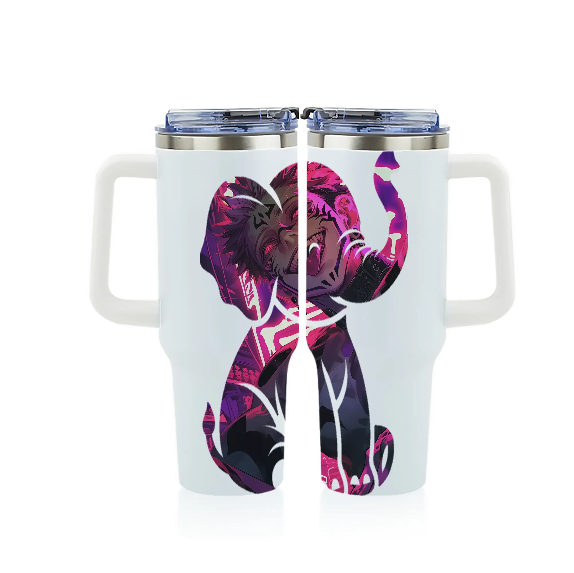 呪術廻戦 グッズ,両面宿儺 - 1200mL フルプリント車用タンブラー ・ 304ステンレス 内側 ・ 201ステンレス 外側 ・ 保温 保冷 ・ 通勤 ドライブ アウトドア用