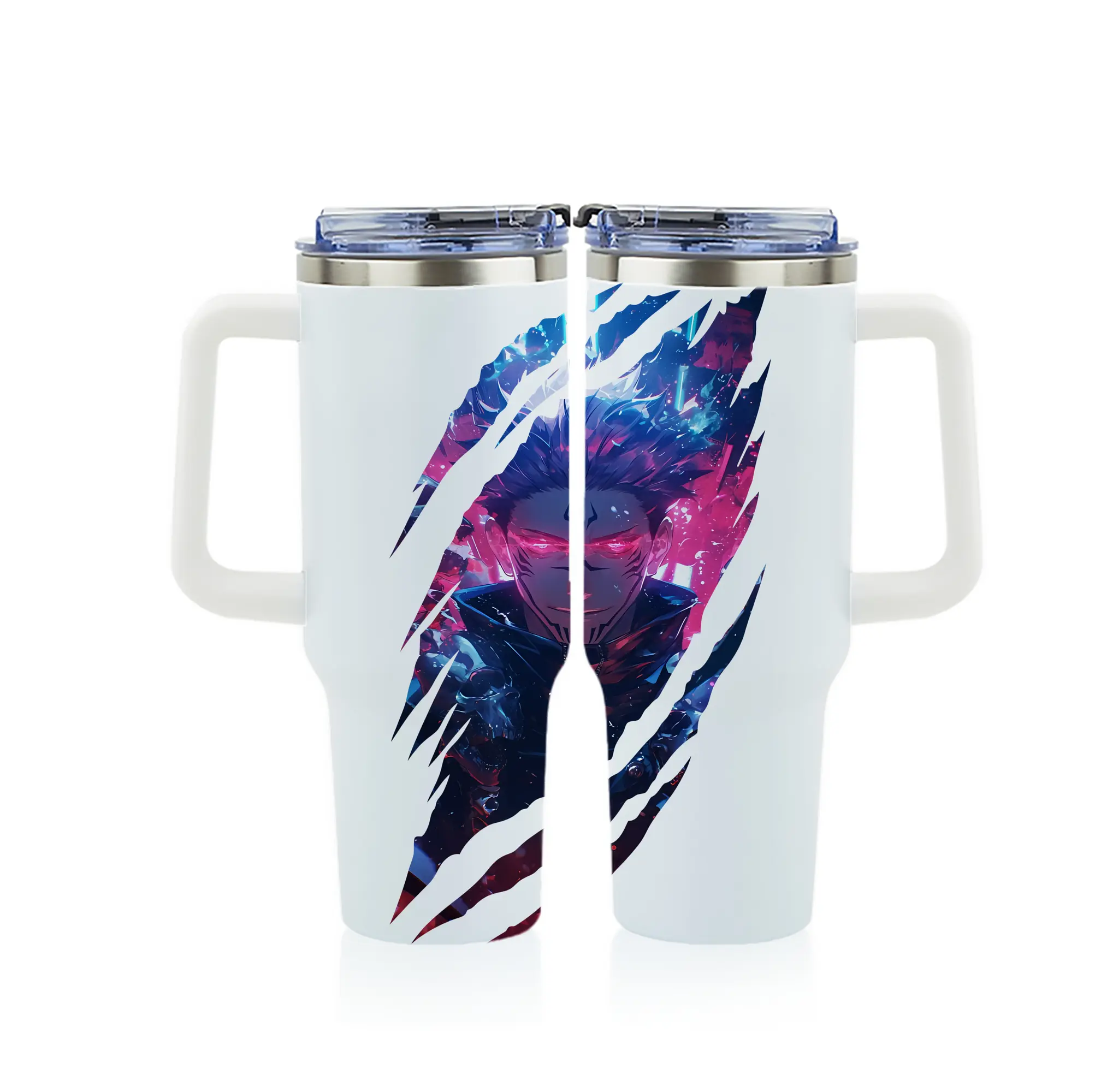 呪術廻戦 グッズ,両面宿儺 - 1200mL フルプリント車用タンブラー ・ 304ステンレス 内側 ・ 201ステンレス 外側 ・ 保温 保冷 ・ 通勤 ドライブ アウトドア用