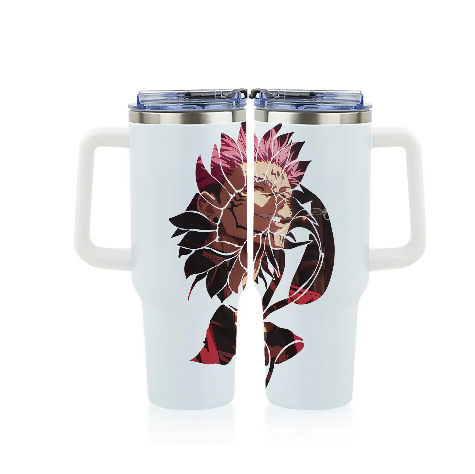 呪術廻戦 グッズ,両面宿儺 - 1200mL フルプリント車用タンブラー ・ 304ステンレス 内側 ・ 201ステンレス 外側 ・ 保温 保冷 ・ 通勤 ドライブ アウトドア用