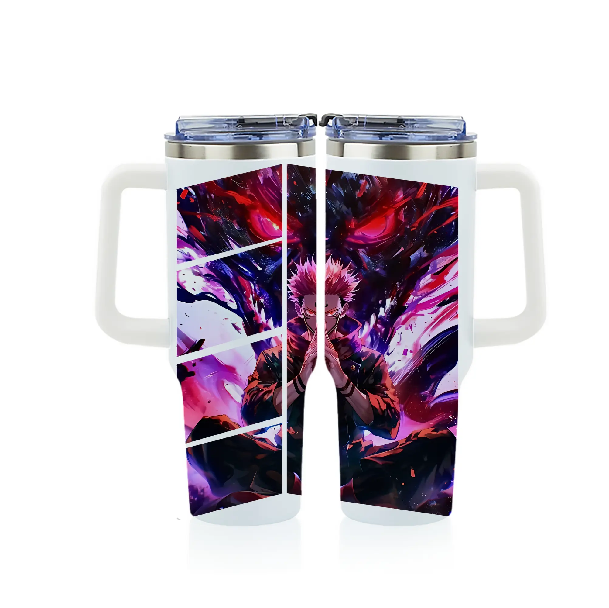 呪術廻戦 グッズ,両面宿儺 - 1200mL フルプリント車用タンブラー ・ 304ステンレス 内側 ・ 201ステンレス 外側 ・ 保温 保冷 ・ 通勤 ドライブ アウトドア用