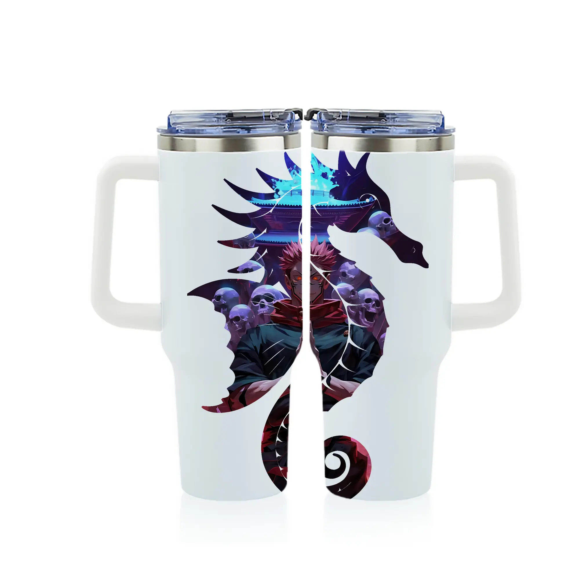 呪術廻戦 グッズ,両面宿儺 - 1200mL フルプリント車用タンブラー ・ 304ステンレス 内側 ・ 201ステンレス 外側 ・ 保温 保冷 ・ 通勤 ドライブ アウトドア用