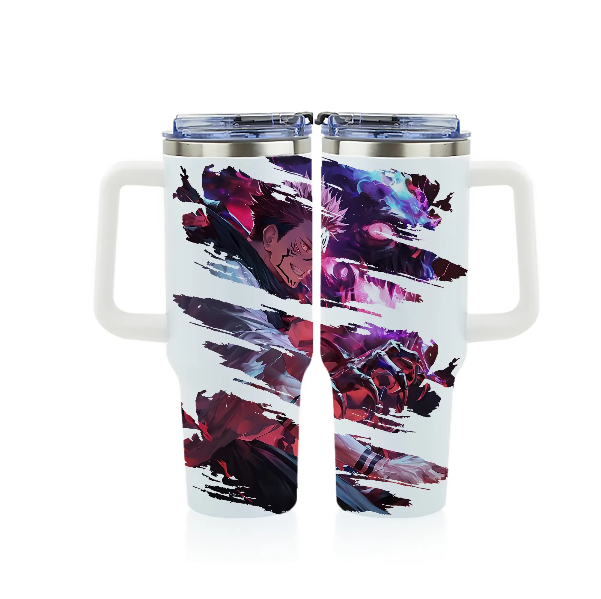 呪術廻戦 グッズ,両面宿儺 - 1200mL フルプリント車用タンブラー ・ 304ステンレス 内側 ・ 201ステンレス 外側 ・ 保温 保冷 ・ 通勤 ドライブ アウトドア用