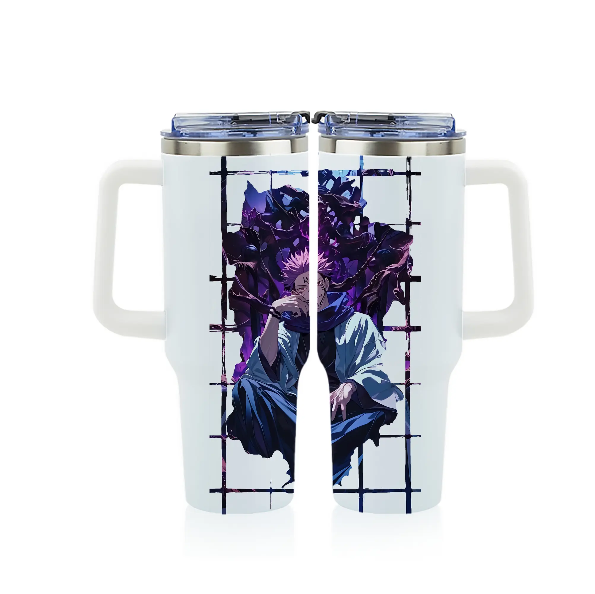 呪術廻戦 グッズ,両面宿儺 - 1200mL フルプリント車用タンブラー ・ 304ステンレス 内側 ・ 201ステンレス 外側 ・ 保温 保冷 ・ 通勤 ドライブ アウトドア用