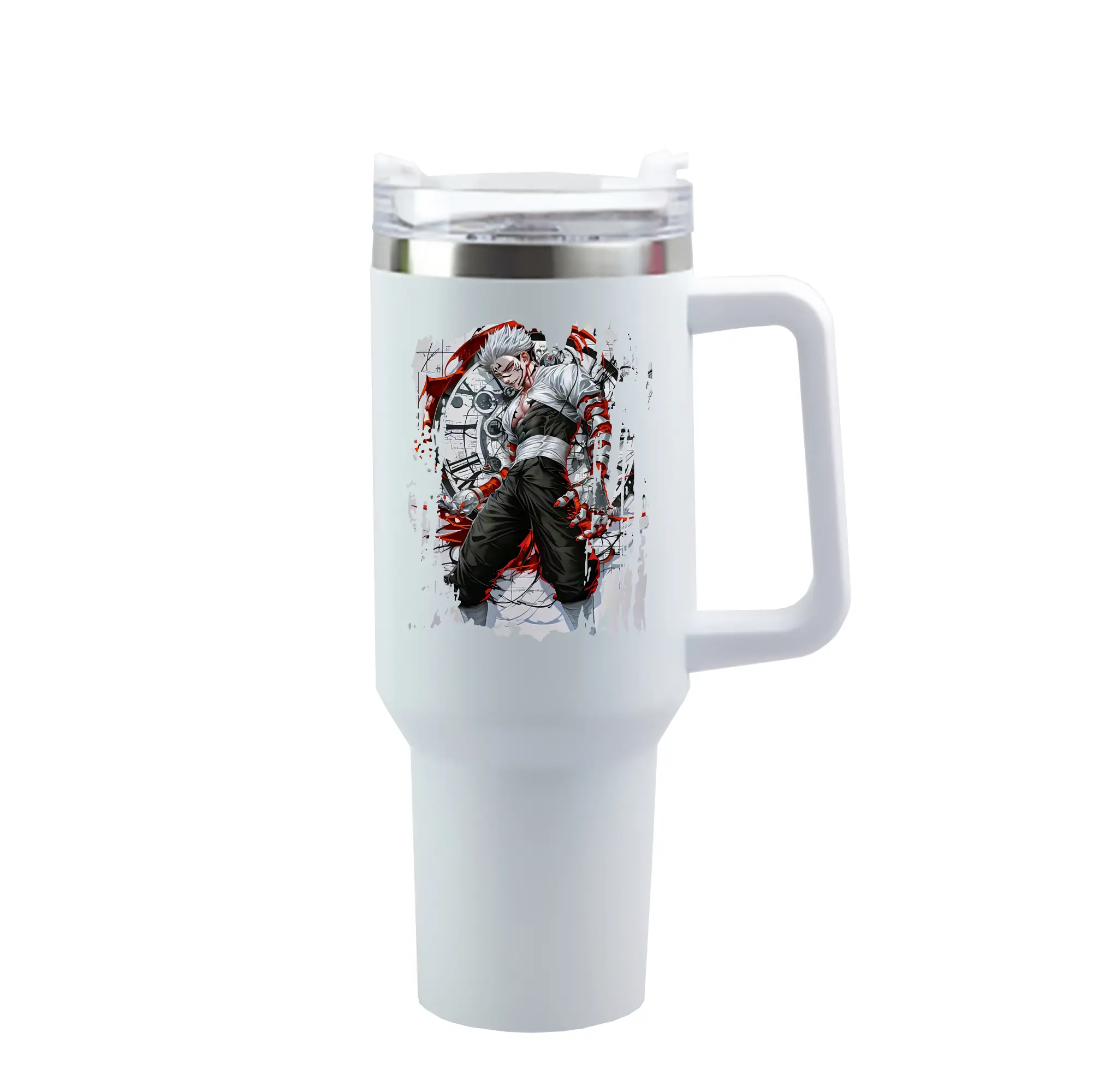呪術廻戦 グッズ,両面宿儺 - 1200mL 車用タンブラー ・ クリスタルステッカー ・ 304ステンレス 内側 ・ 201ステンレス 外側 ・ 保温 保冷 ・ ハンドル＆ストロー付き ・ 通勤 ドライブ アウトドア用