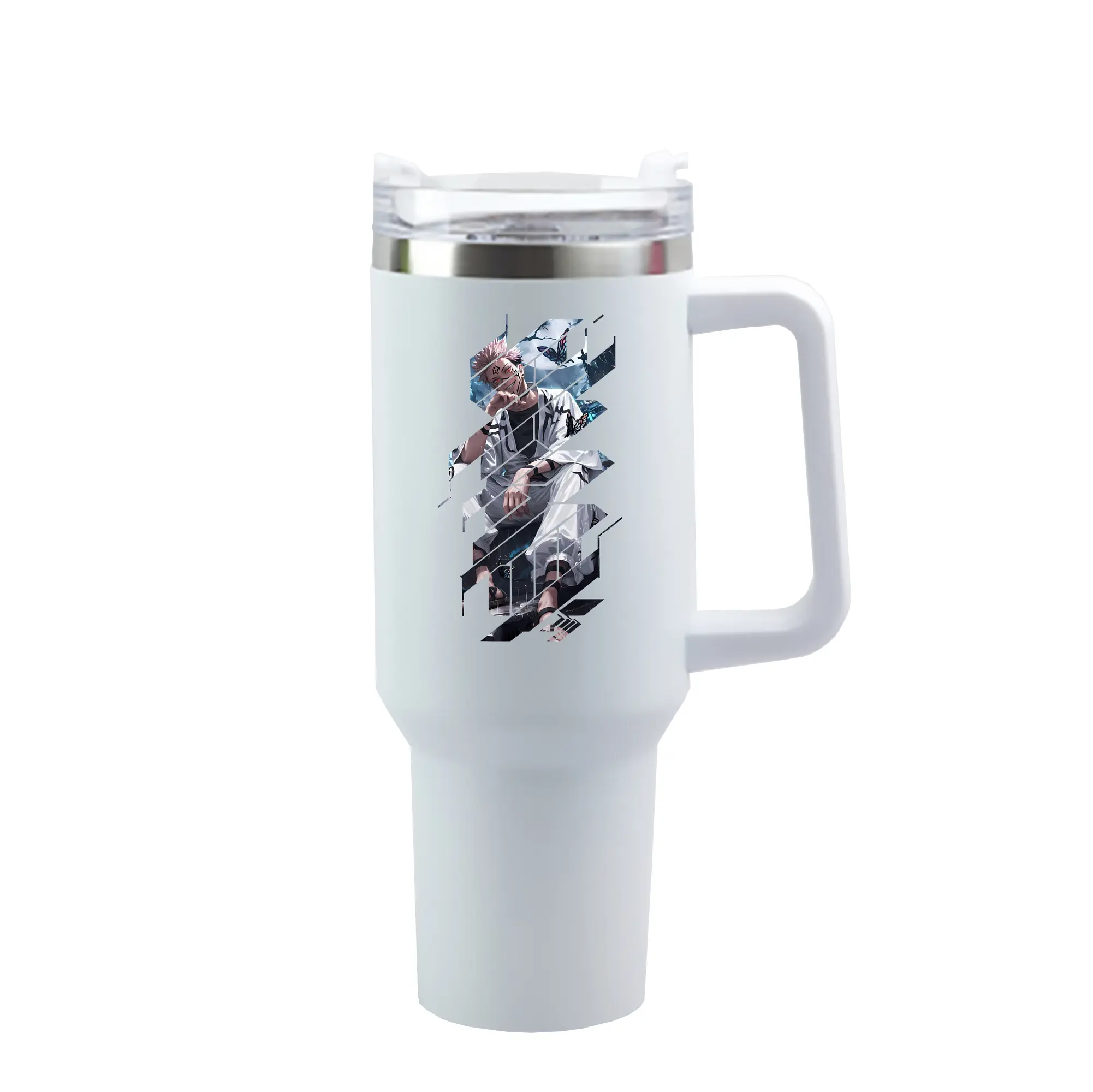 呪術廻戦 グッズ,両面宿儺 - 1200mL 車用タンブラー ・ クリスタルステッカー ・ 304ステンレス 内側 ・ 201ステンレス 外側 ・ 保温 保冷 ・ ハンドル＆ストロー付き ・ 通勤 ドライブ アウトドア用