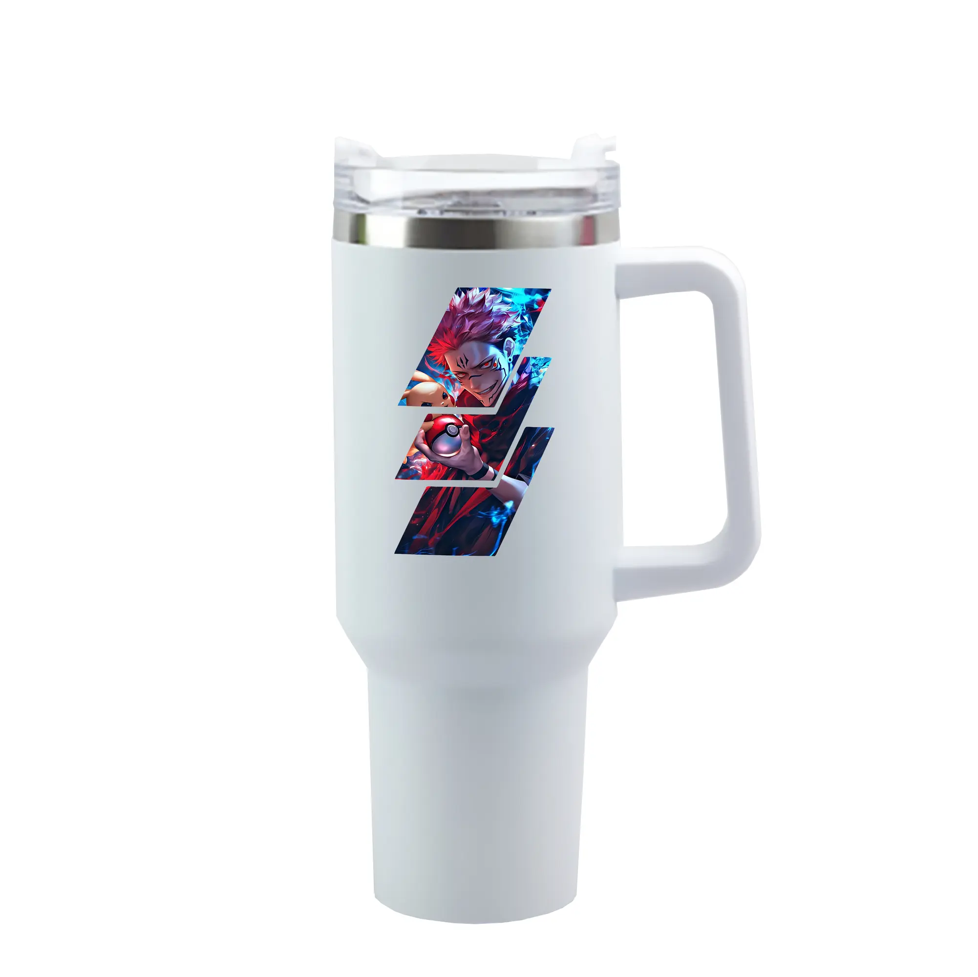 呪術廻戦 グッズ,両面宿儺 - 1200mL 車用タンブラー ・ クリスタルステッカー ・ 304ステンレス 内側 ・ 201ステンレス 外側 ・ 保温 保冷 ・ ハンドル＆ストロー付き ・ 通勤 ドライブ アウトドア用