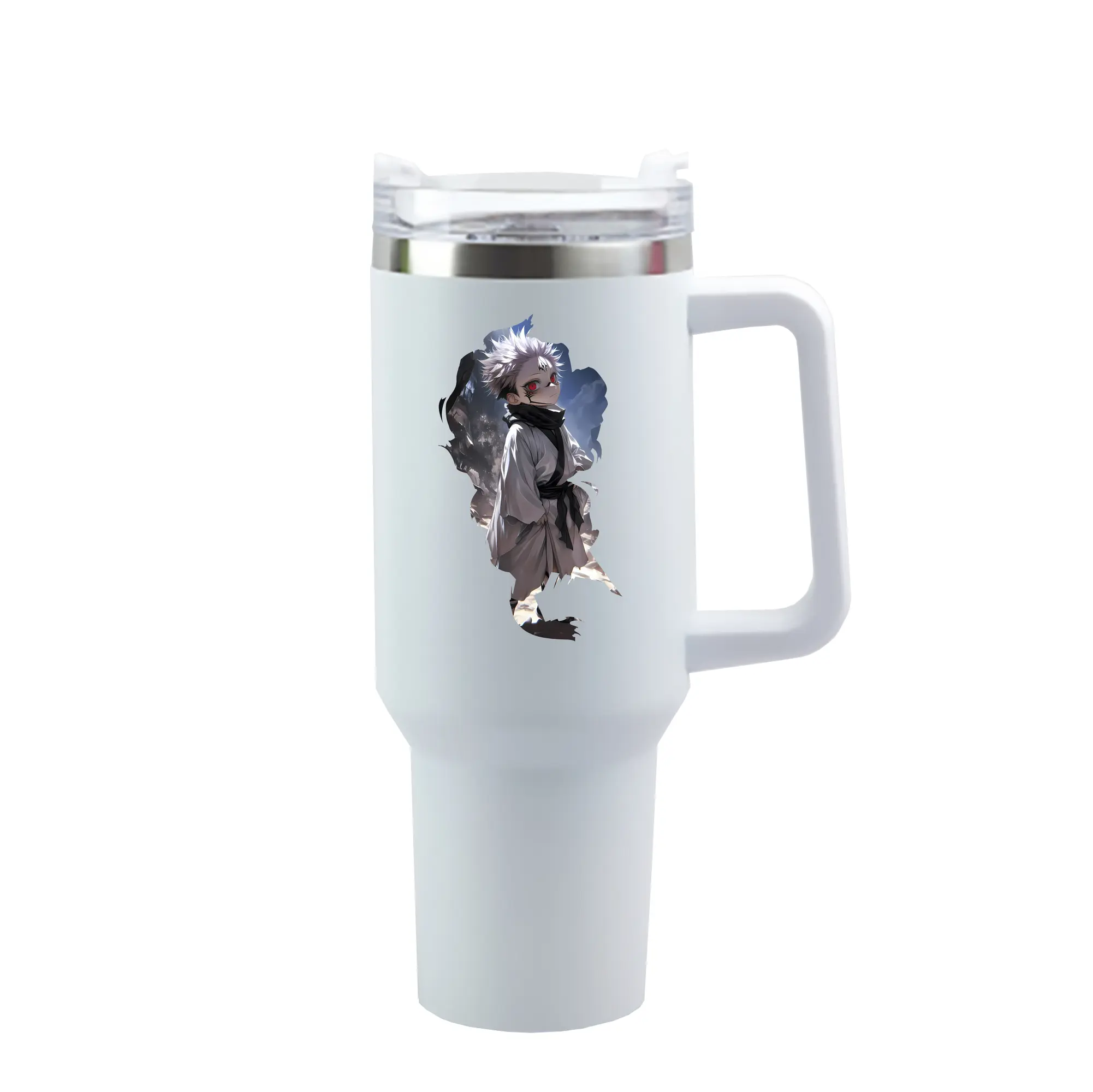 呪術廻戦 グッズ,両面宿儺 - 1200mL 車用タンブラー ・ クリスタルステッカー ・ 304ステンレス 内側 ・ 201ステンレス 外側 ・ 保温 保冷 ・ ハンドル＆ストロー付き ・ 通勤 ドライブ アウトドア用