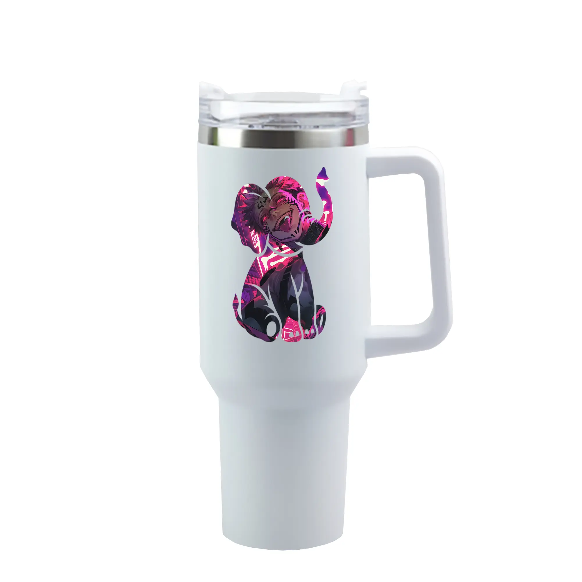 呪術廻戦 グッズ,両面宿儺 - 1200mL 車用タンブラー ・ クリスタルステッカー ・ 304ステンレス 内側 ・ 201ステンレス 外側 ・ 保温 保冷 ・ ハンドル＆ストロー付き ・ 通勤 ドライブ アウトドア用