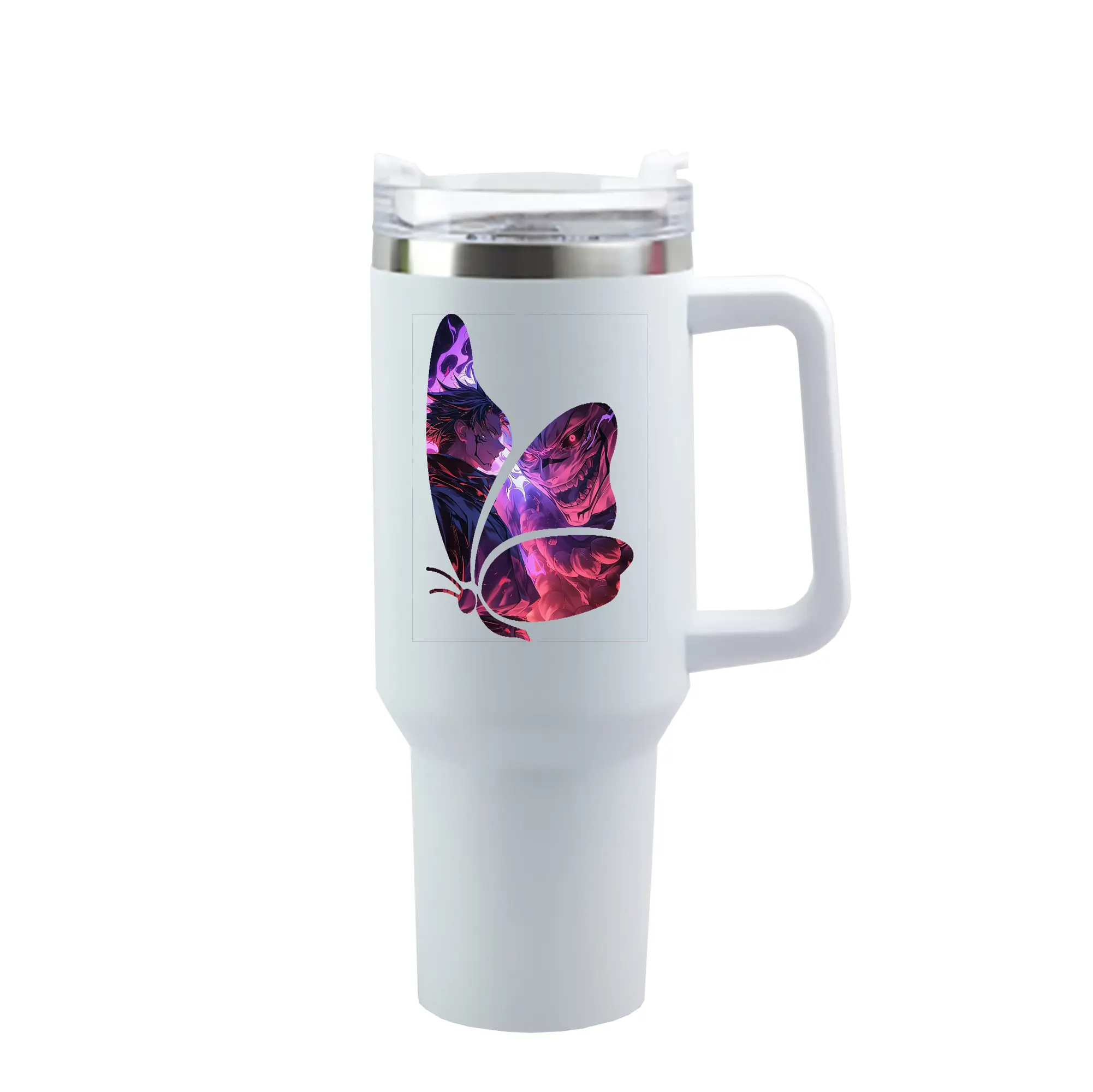 呪術廻戦 グッズ,両面宿儺 - 1200mL 車用タンブラー ・ クリスタルステッカー ・ 304ステンレス 内側 ・ 201ステンレス 外側 ・ 保温 保冷 ・ ハンドル＆ストロー付き ・ 通勤 ドライブ アウトドア用