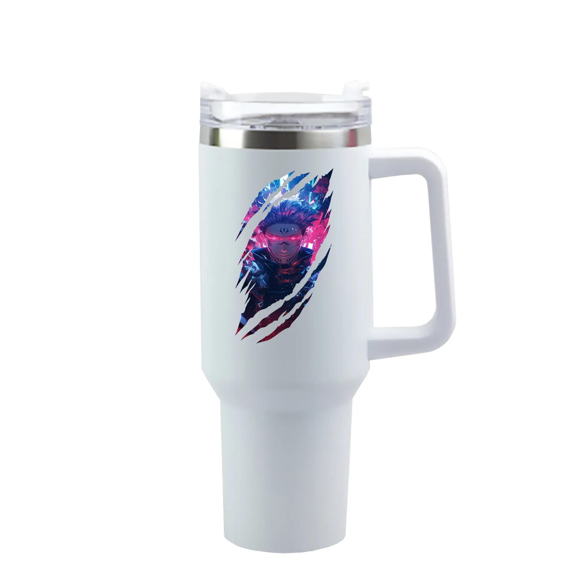 呪術廻戦 グッズ,両面宿儺 - 1200mL 車用タンブラー ・ クリスタルステッカー ・ 304ステンレス 内側 ・ 201ステンレス 外側 ・ 保温 保冷 ・ ハンドル＆ストロー付き ・ 通勤 ドライブ アウトドア用