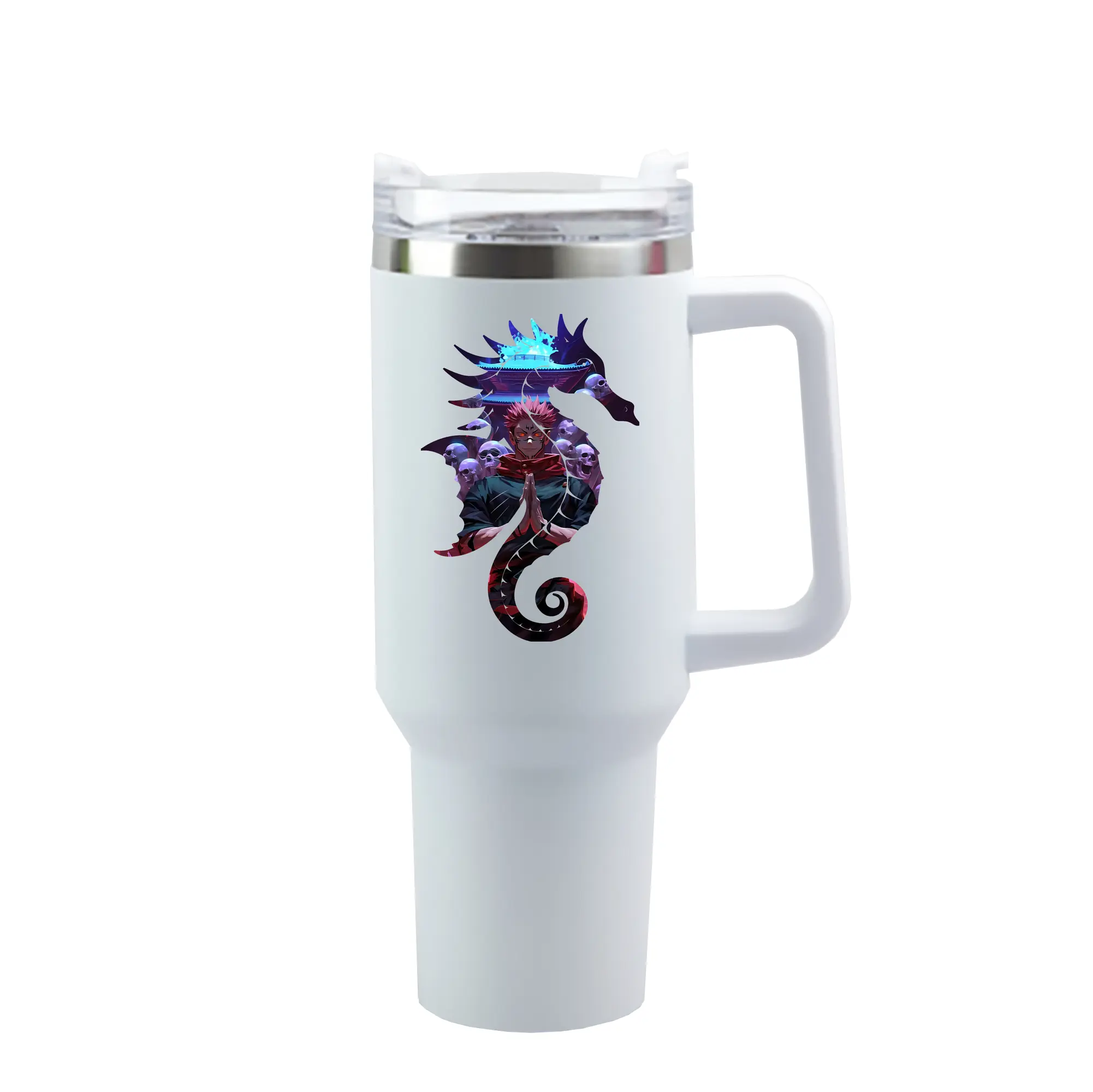 呪術廻戦 グッズ,両面宿儺 - 1200mL 車用タンブラー ・ クリスタルステッカー ・ 304ステンレス 内側 ・ 201ステンレス 外側 ・ 保温 保冷 ・ ハンドル＆ストロー付き ・ 通勤 ドライブ アウトドア用