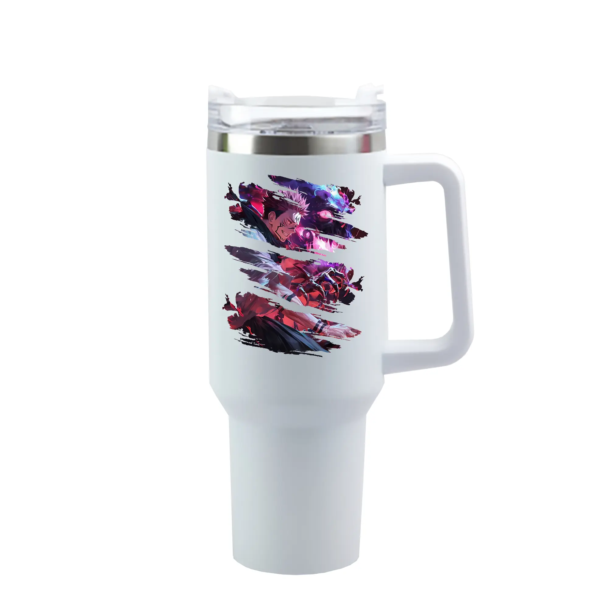 呪術廻戦 グッズ,両面宿儺 - 1200mL 車用タンブラー ・ クリスタルステッカー ・ 304ステンレス 内側 ・ 201ステンレス 外側 ・ 保温 保冷 ・ ハンドル＆ストロー付き ・ 通勤 ドライブ アウトドア用