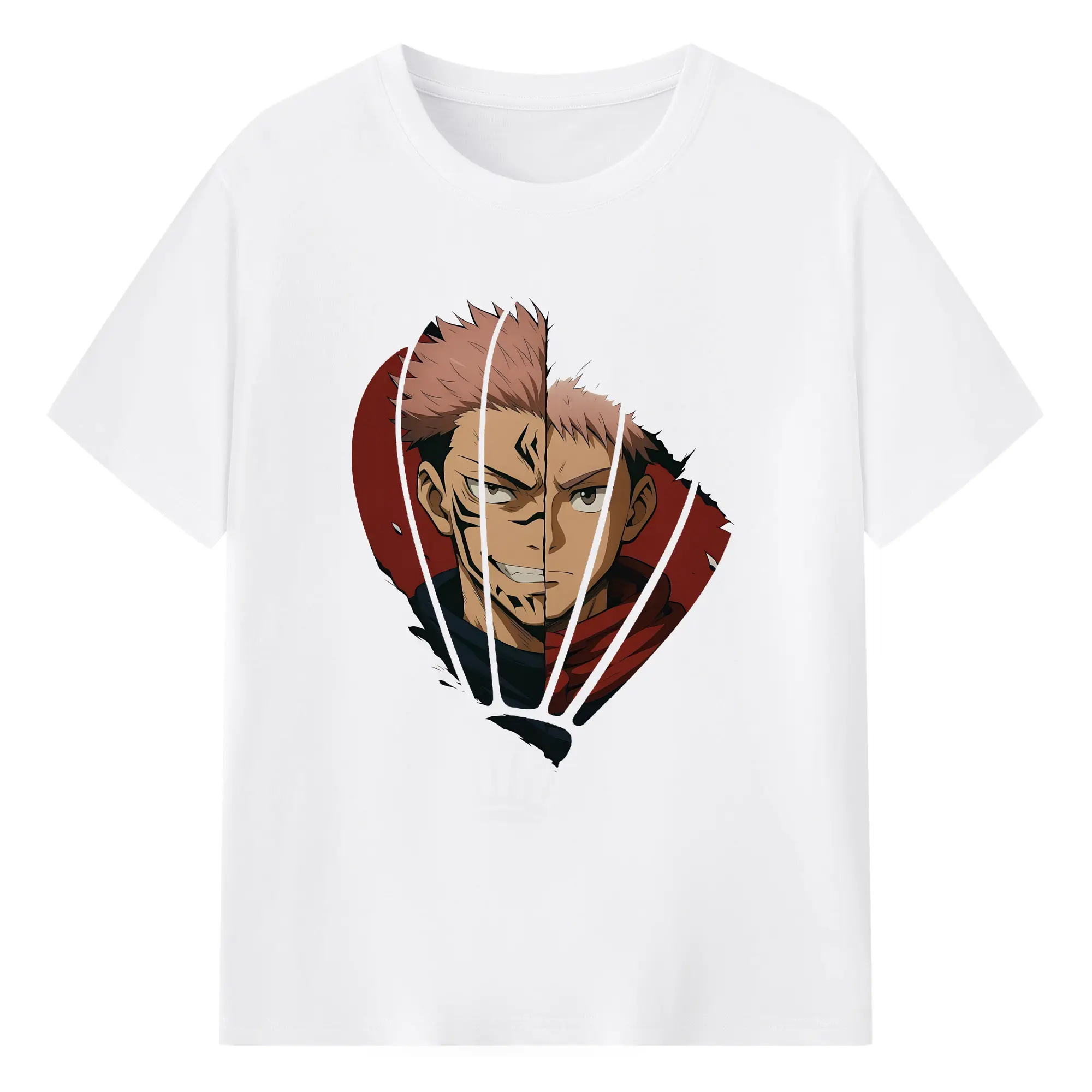 呪術廻戦 グッズ,両面宿儺 - 綿100％ 半袖Tシャツ ・ フロントプリント ・ 快適 通気性 ・ 日常使い 散歩 スポーツ用