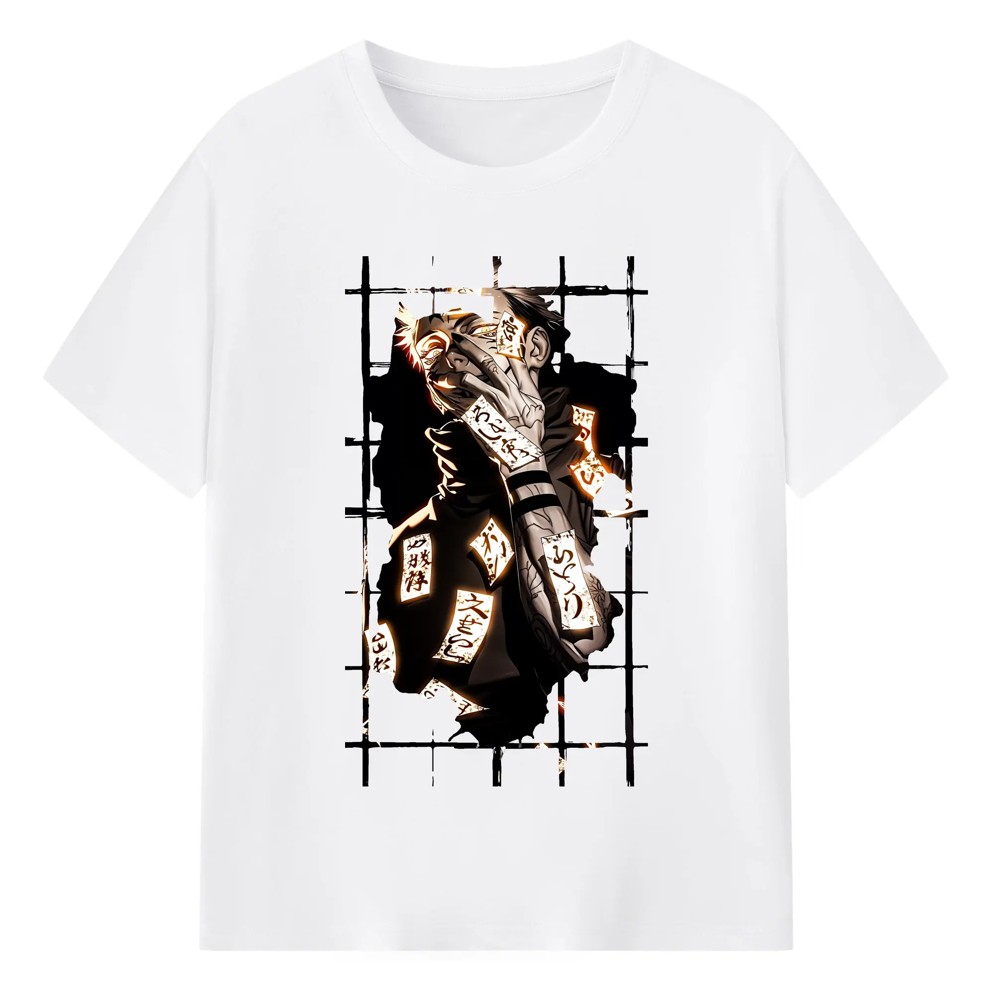 呪術廻戦 グッズ,両面宿儺 - 綿100％ 半袖Tシャツ ・ フロントプリント ・ 快適 通気性 ・ 日常使い 散歩 スポーツ用