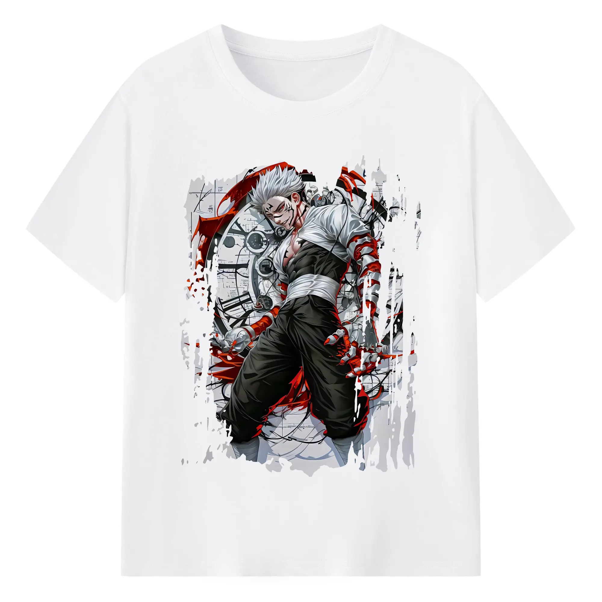 呪術廻戦 グッズ,両面宿儺 - 綿100％ 半袖Tシャツ ・ フロントプリント ・ 快適 通気性 ・ 日常使い 散歩 スポーツ用