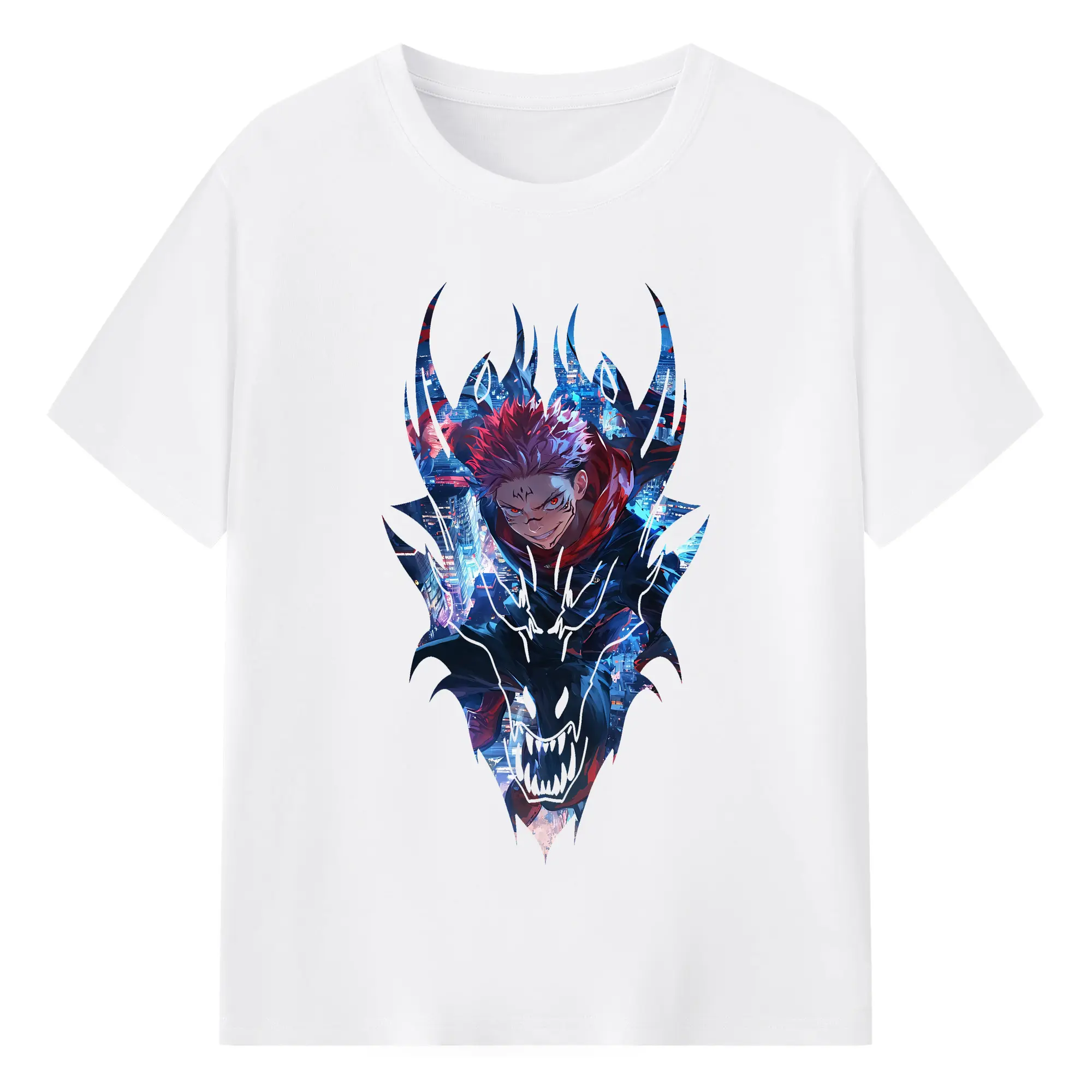 呪術廻戦 グッズ,両面宿儺 - 綿100％ 半袖Tシャツ ・ フロントプリント ・ 快適 通気性 ・ 日常使い 散歩 スポーツ用