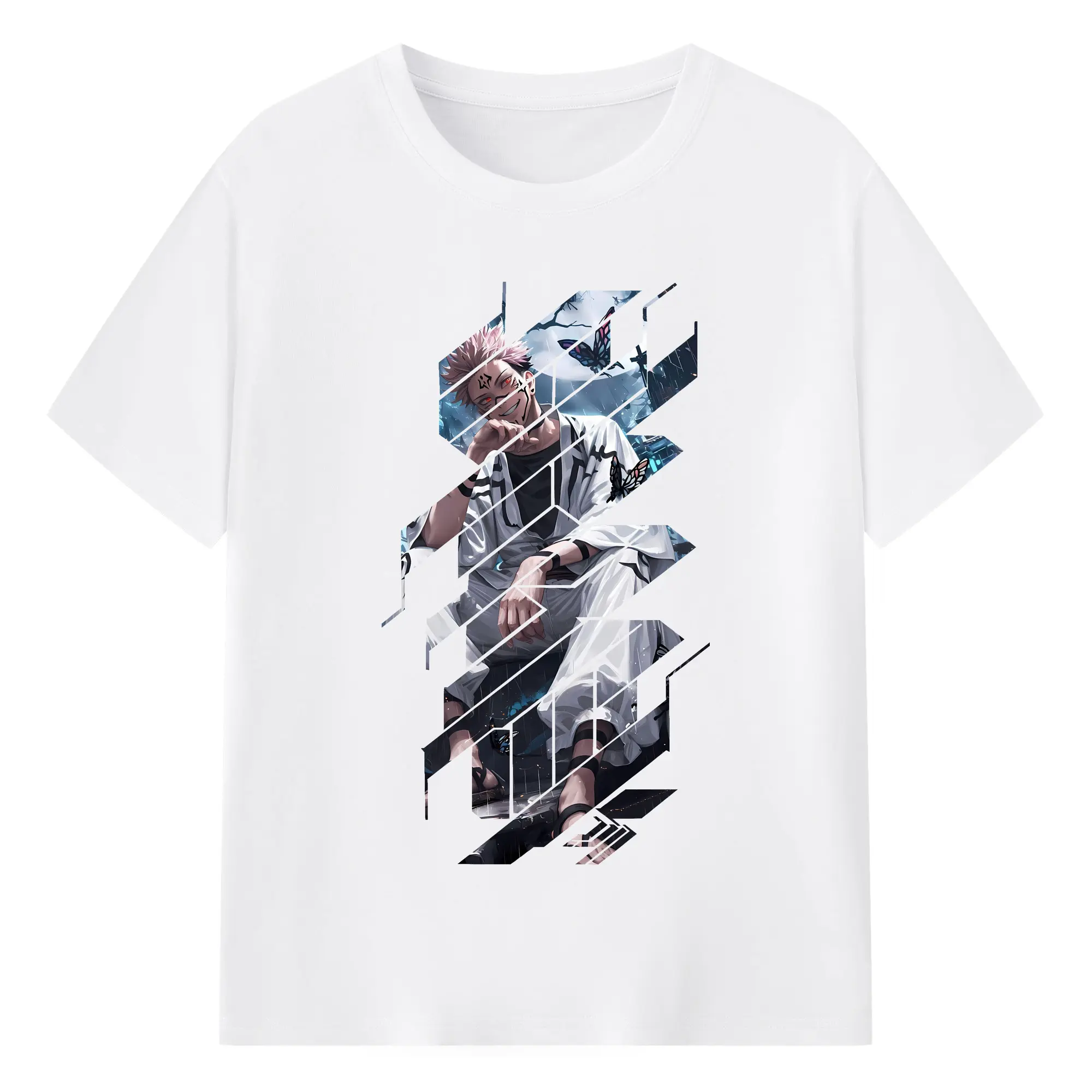 呪術廻戦 グッズ,両面宿儺 - 綿100％ 半袖Tシャツ ・ フロントプリント ・ 快適 通気性 ・ 日常使い 散歩 スポーツ用