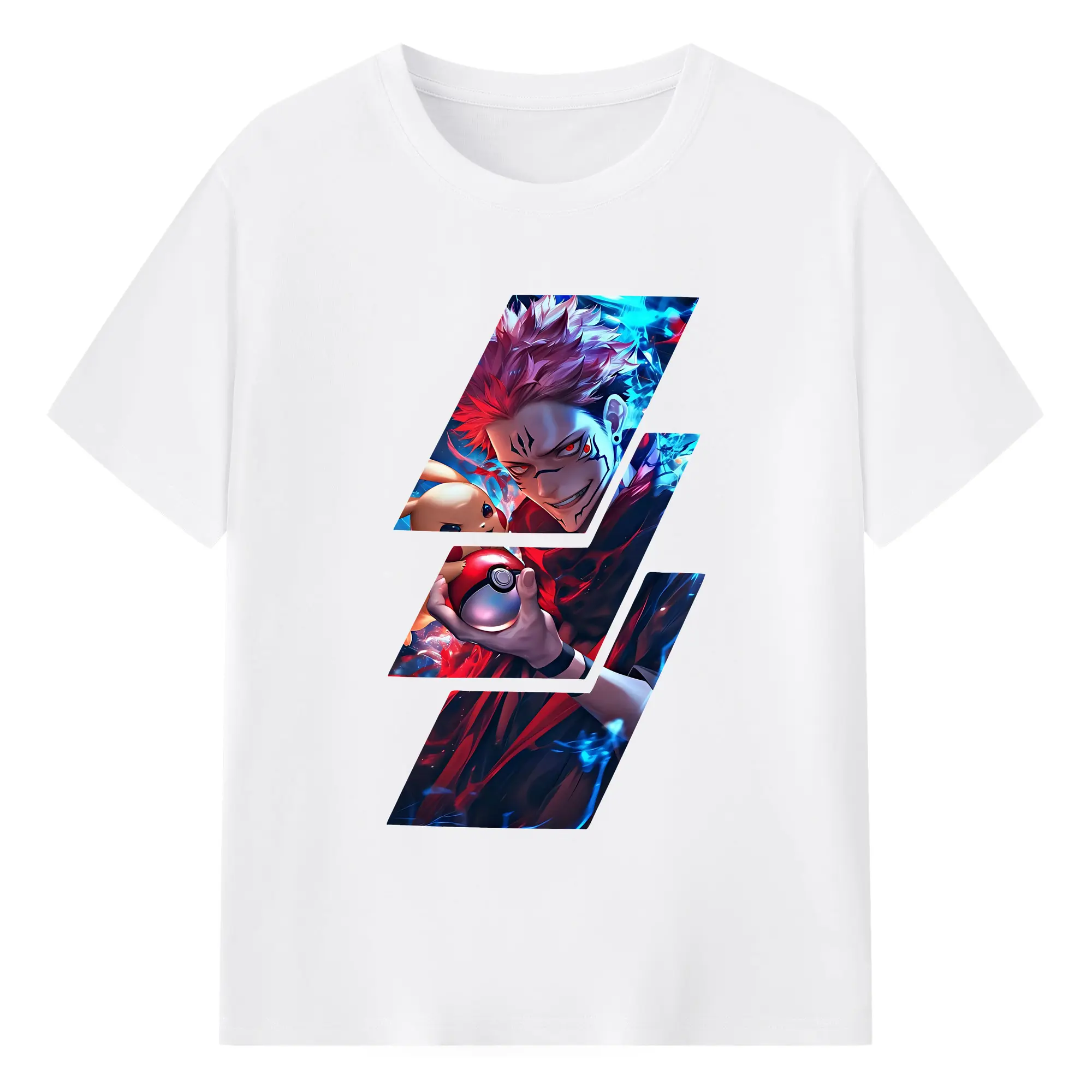 呪術廻戦 グッズ,両面宿儺 - 綿100％ 半袖Tシャツ ・ フロントプリント ・ 快適 通気性 ・ 日常使い 散歩 スポーツ用