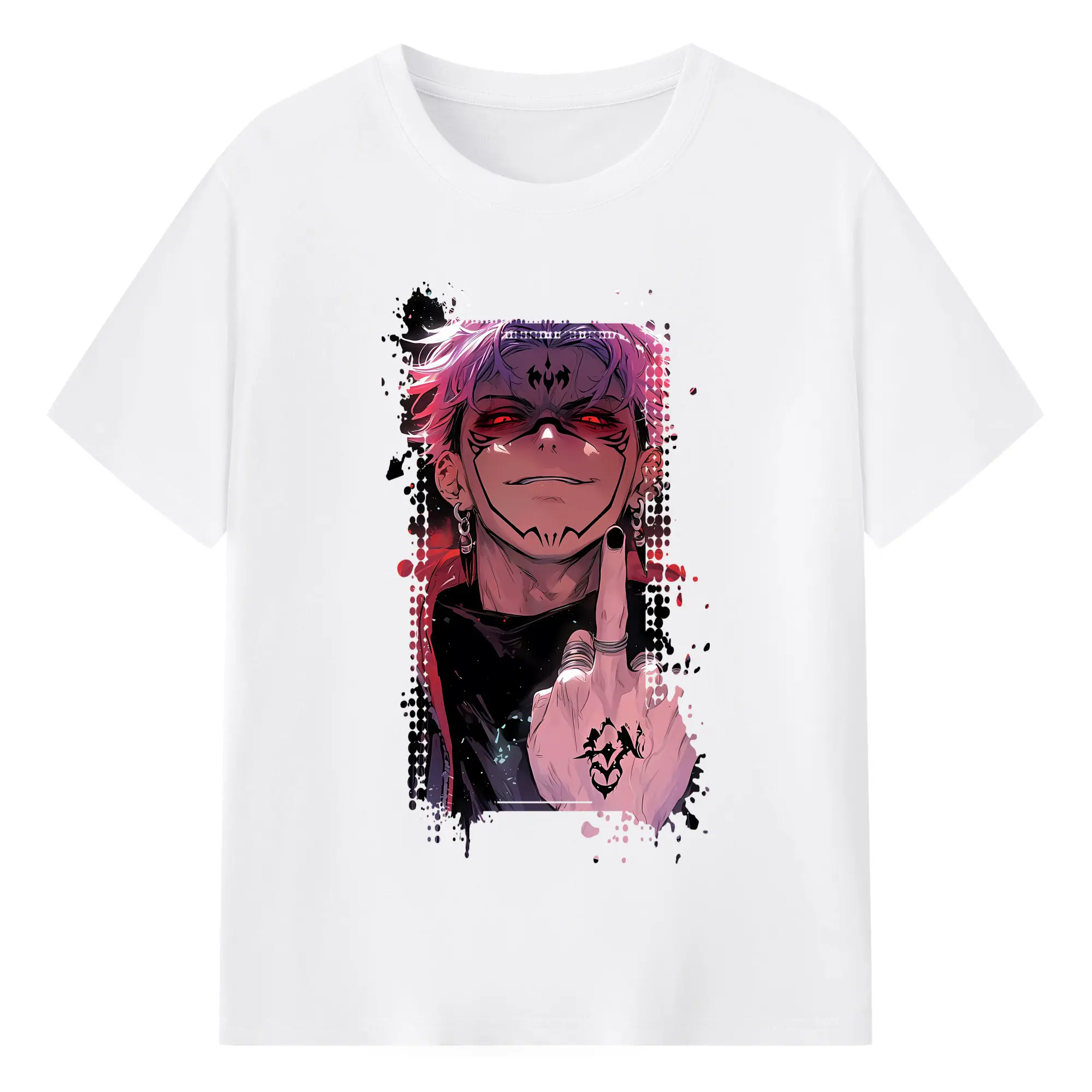 呪術廻戦 グッズ,両面宿儺 - 綿100％ 半袖Tシャツ ・ フロントプリント ・ 快適 通気性 ・ 日常使い 散歩 スポーツ用