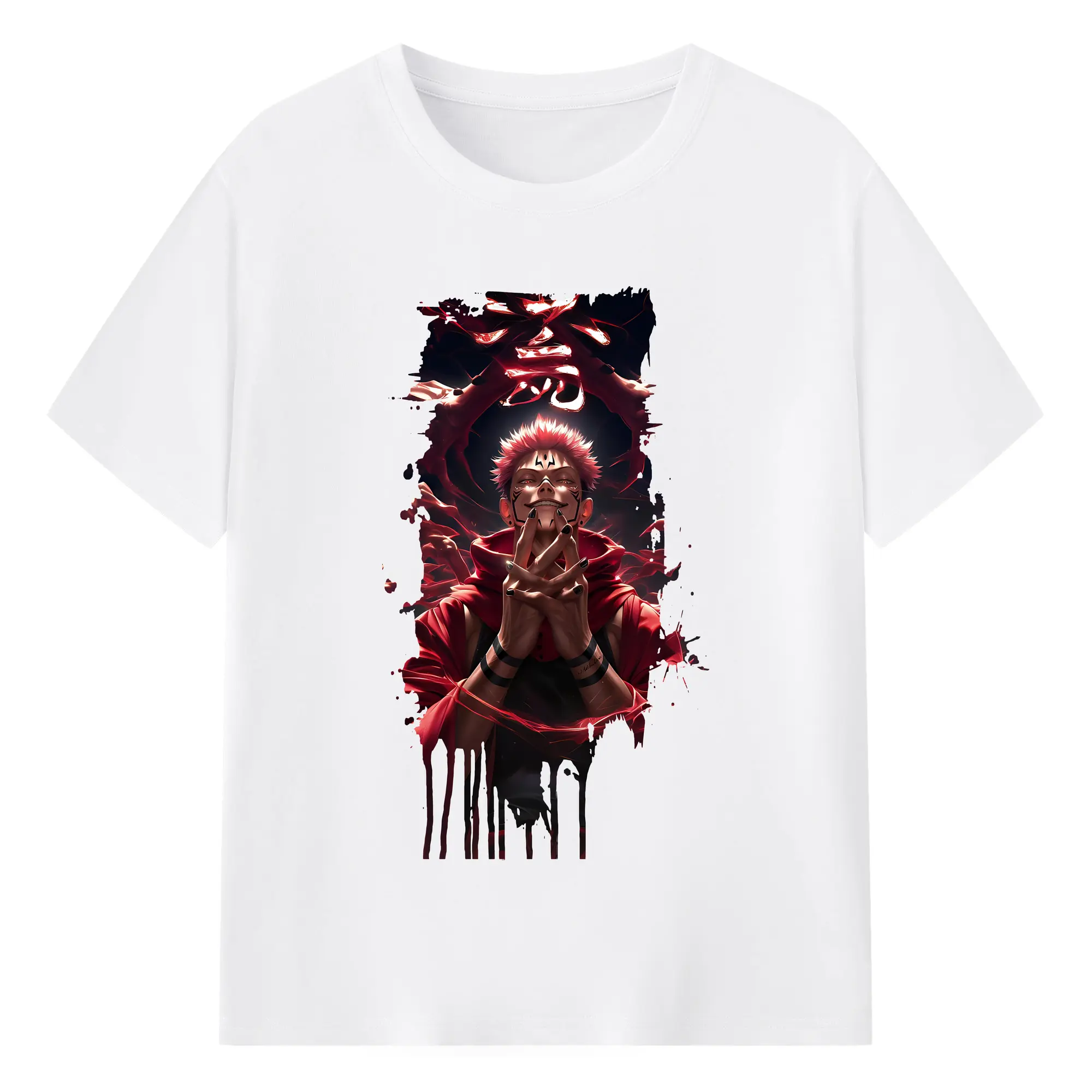 呪術廻戦 グッズ,両面宿儺 - 綿100％ 半袖Tシャツ ・ フロントプリント ・ 快適 通気性 ・ 日常使い 散歩 スポーツ用