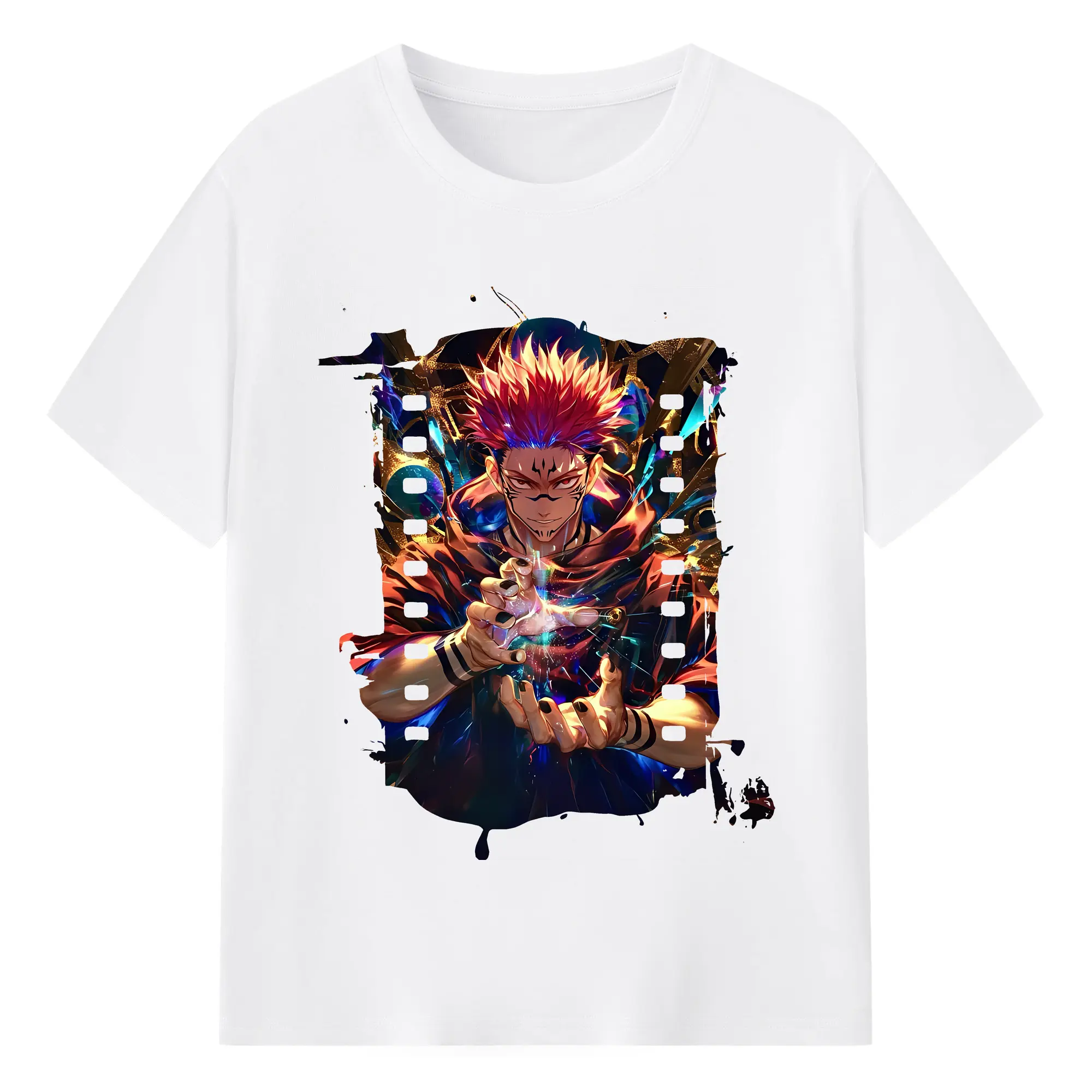 呪術廻戦 グッズ,両面宿儺 - 綿100％ 半袖Tシャツ ・ フロントプリント ・ 快適 通気性 ・ 日常使い 散歩 スポーツ用