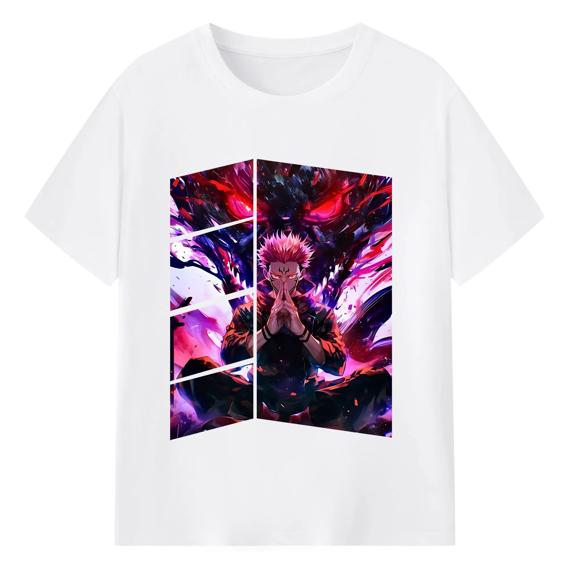 呪術廻戦 グッズ,両面宿儺 - 綿100％ 半袖Tシャツ ・ フロントプリント ・ 快適 通気性 ・ 日常使い 散歩 スポーツ用