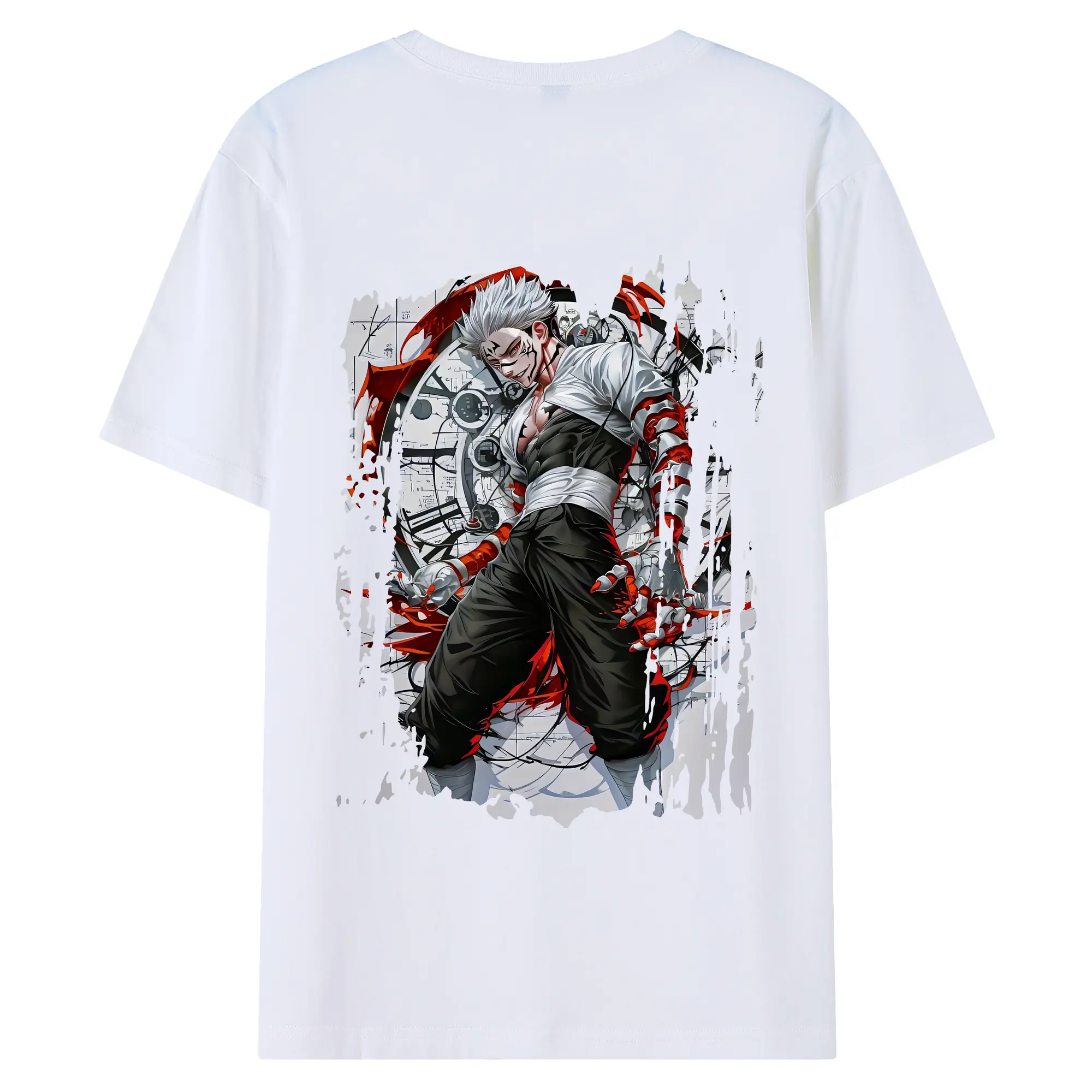 呪術廻戦 グッズ,両面宿儺 - 綿100％ 半袖Tシャツ ・ バックプリント ・ 快適 通気性 ・ 日常使い 散歩 スポーツ用