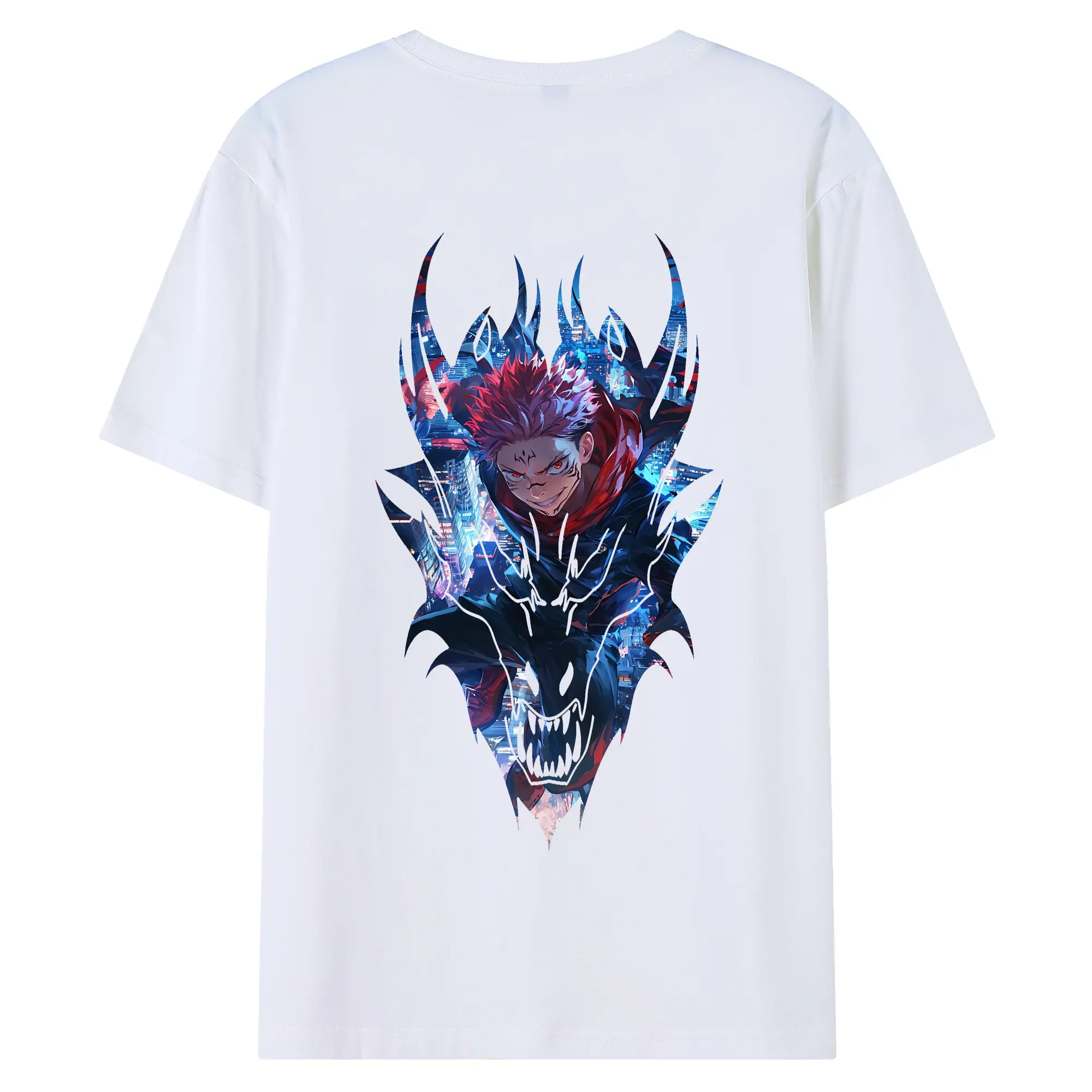 呪術廻戦 グッズ,両面宿儺 - 綿100％ 半袖Tシャツ ・ バックプリント ・ 快適 通気性 ・ 日常使い 散歩 スポーツ用