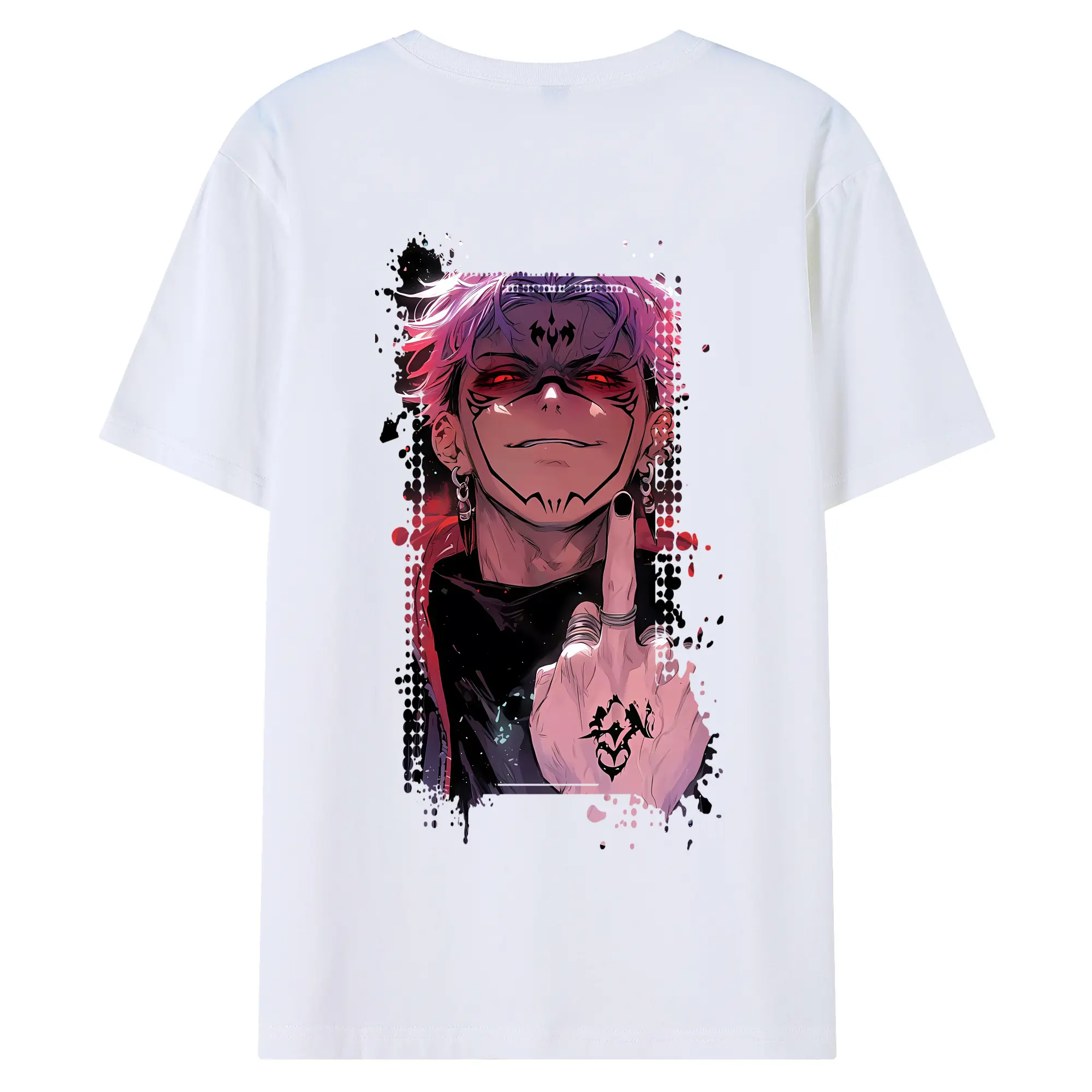 呪術廻戦 グッズ,両面宿儺 - 綿100％ 半袖Tシャツ ・ バックプリント ・ 快適 通気性 ・ 日常使い 散歩 スポーツ用