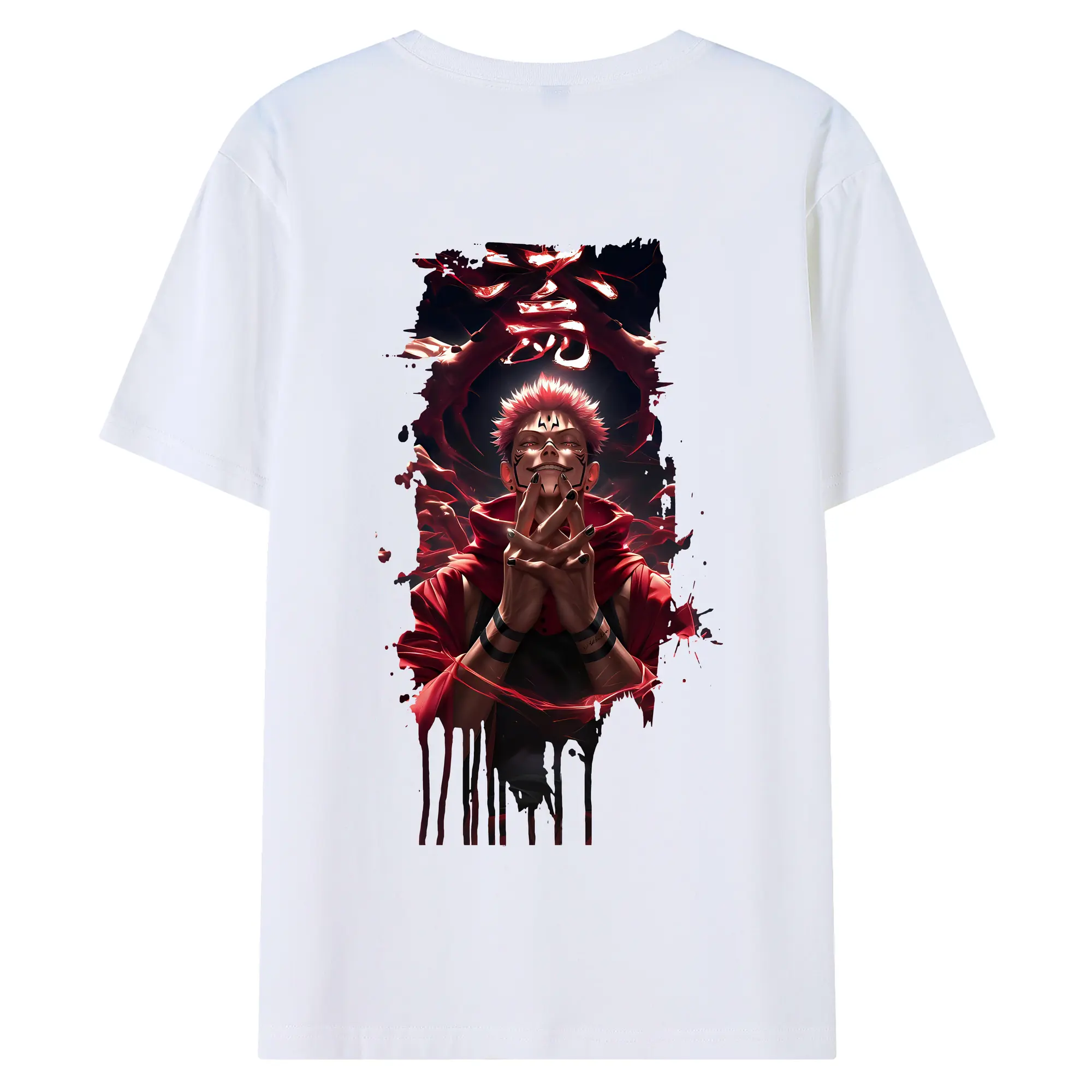 呪術廻戦 グッズ,両面宿儺 - 綿100％ 半袖Tシャツ ・ バックプリント ・ 快適 通気性 ・ 日常使い 散歩 スポーツ用