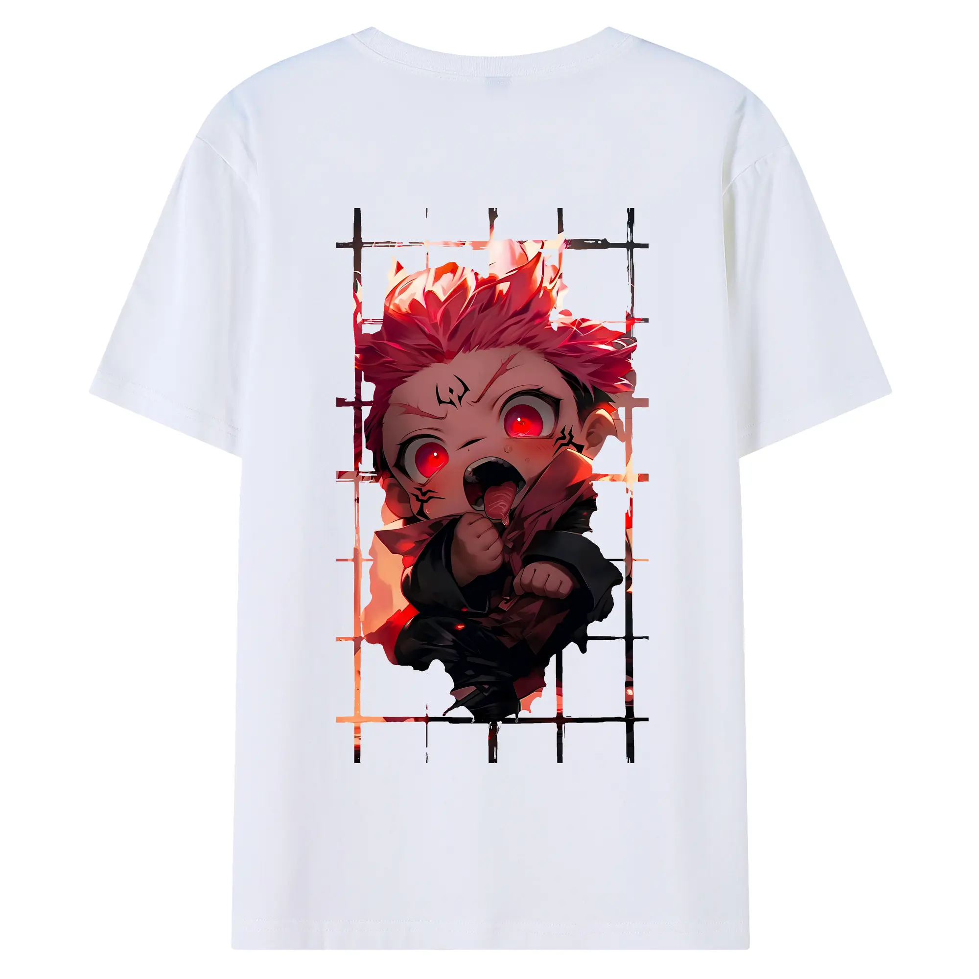 呪術廻戦 グッズ,両面宿儺 - 綿100％ 半袖Tシャツ ・ バックプリント ・ 快適 通気性 ・ 日常使い 散歩 スポーツ用