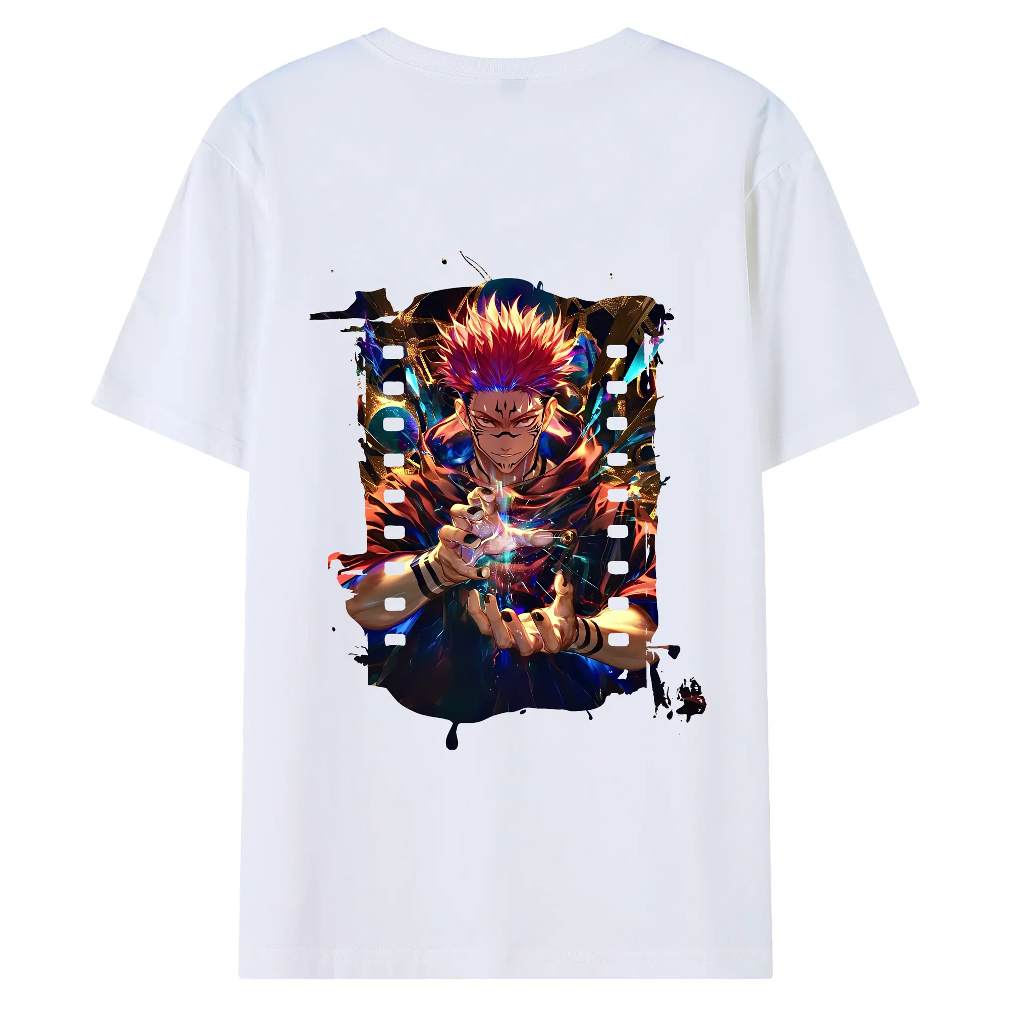 呪術廻戦 グッズ,両面宿儺 - 綿100％ 半袖Tシャツ ・ バックプリント ・ 快適 通気性 ・ 日常使い 散歩 スポーツ用