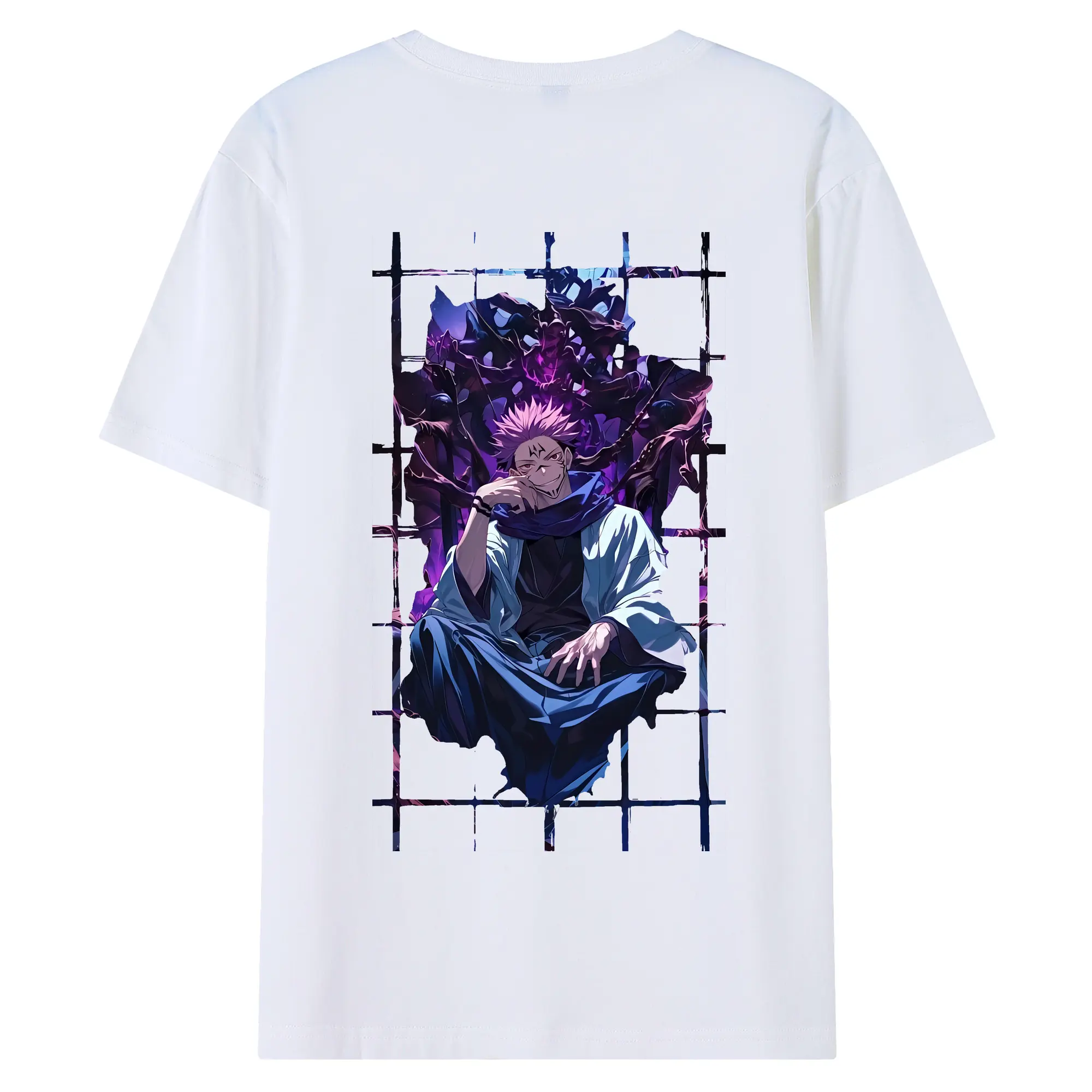 呪術廻戦 グッズ,両面宿儺 - 綿100％ 半袖Tシャツ ・ バックプリント ・ 快適 通気性 ・ 日常使い 散歩 スポーツ用