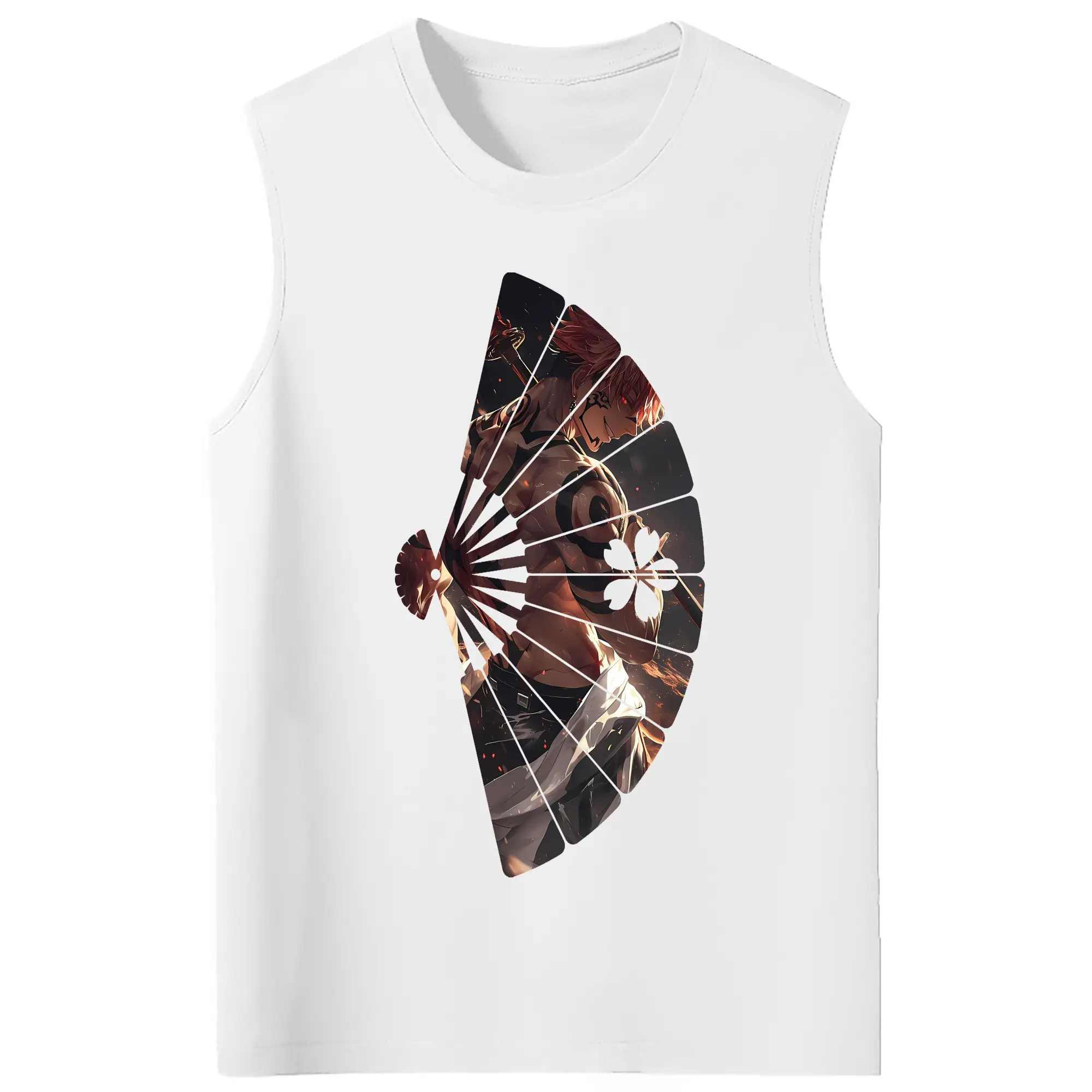 呪術廻戦 グッズ,両面宿儺 - コットン100％ タンクトップ ・ フロントプリント ・ タイトフィット ・ 快適 通気性 ・ スポーツ カジュアル 散歩用