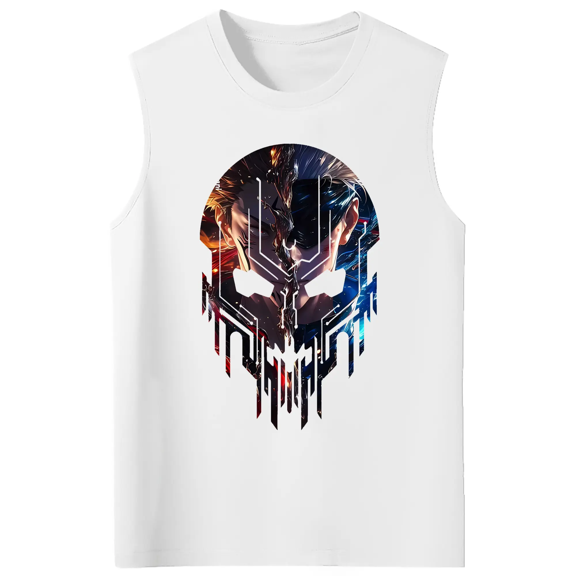 呪術廻戦 グッズ,両面宿儺 - コットン100％ タンクトップ ・ フロントプリント ・ タイトフィット ・ 快適 通気性 ・ スポーツ カジュアル 散歩用