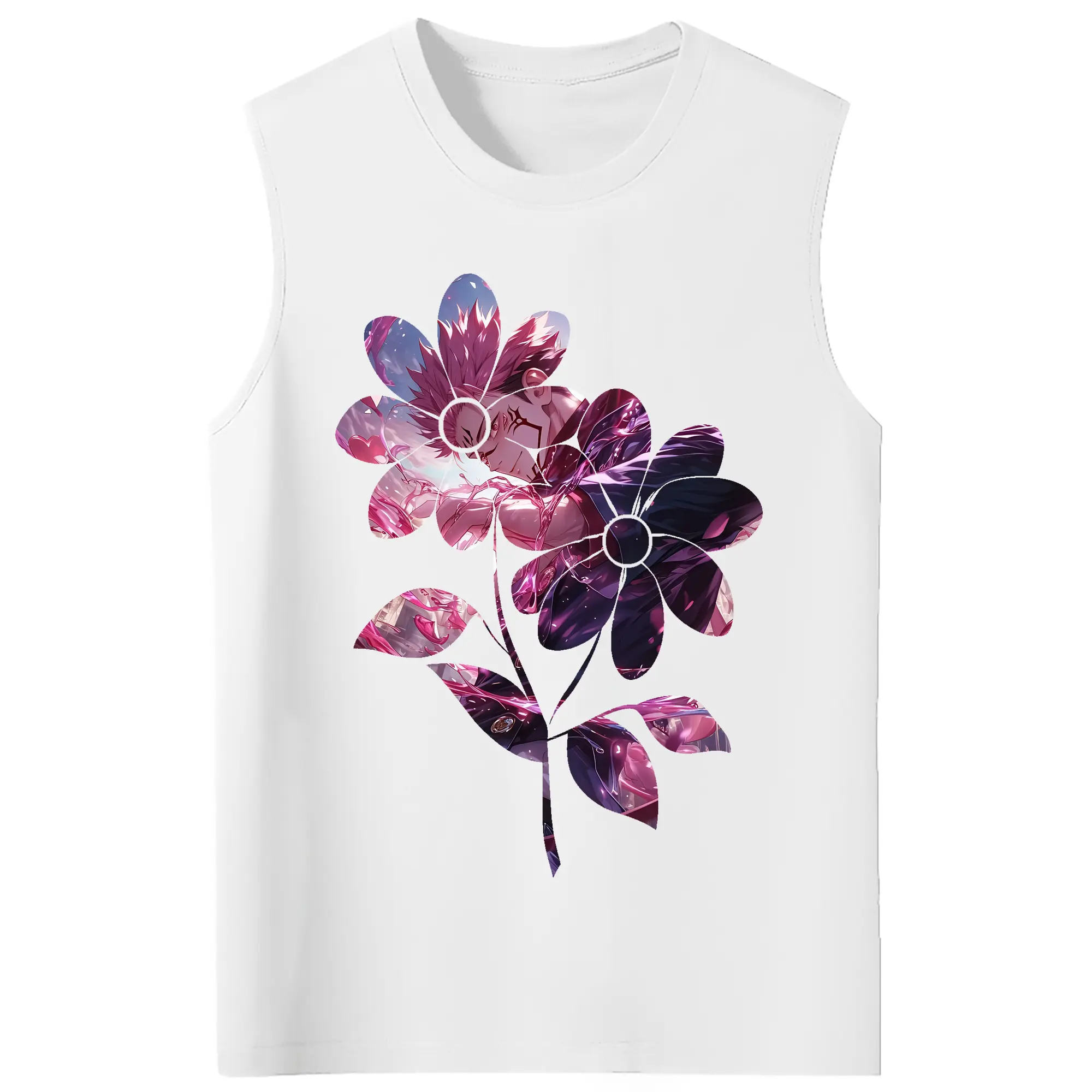 呪術廻戦 グッズ,両面宿儺 - コットン100％ タンクトップ ・ フロントプリント ・ タイトフィット ・ 快適 通気性 ・ スポーツ カジュアル 散歩用