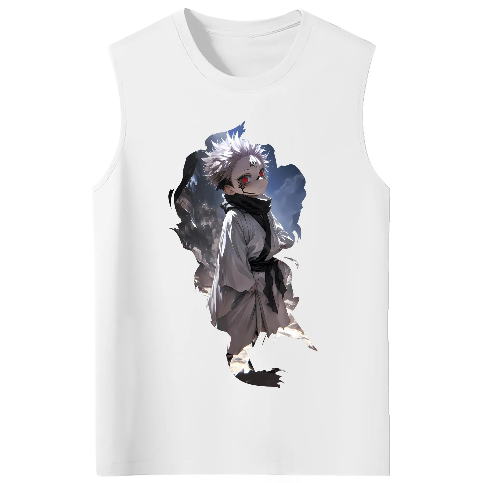 呪術廻戦 グッズ,両面宿儺 - コットン100％ タンクトップ ・ フロントプリント ・ タイトフィット ・ 快適 通気性 ・ スポーツ カジュアル 散歩用