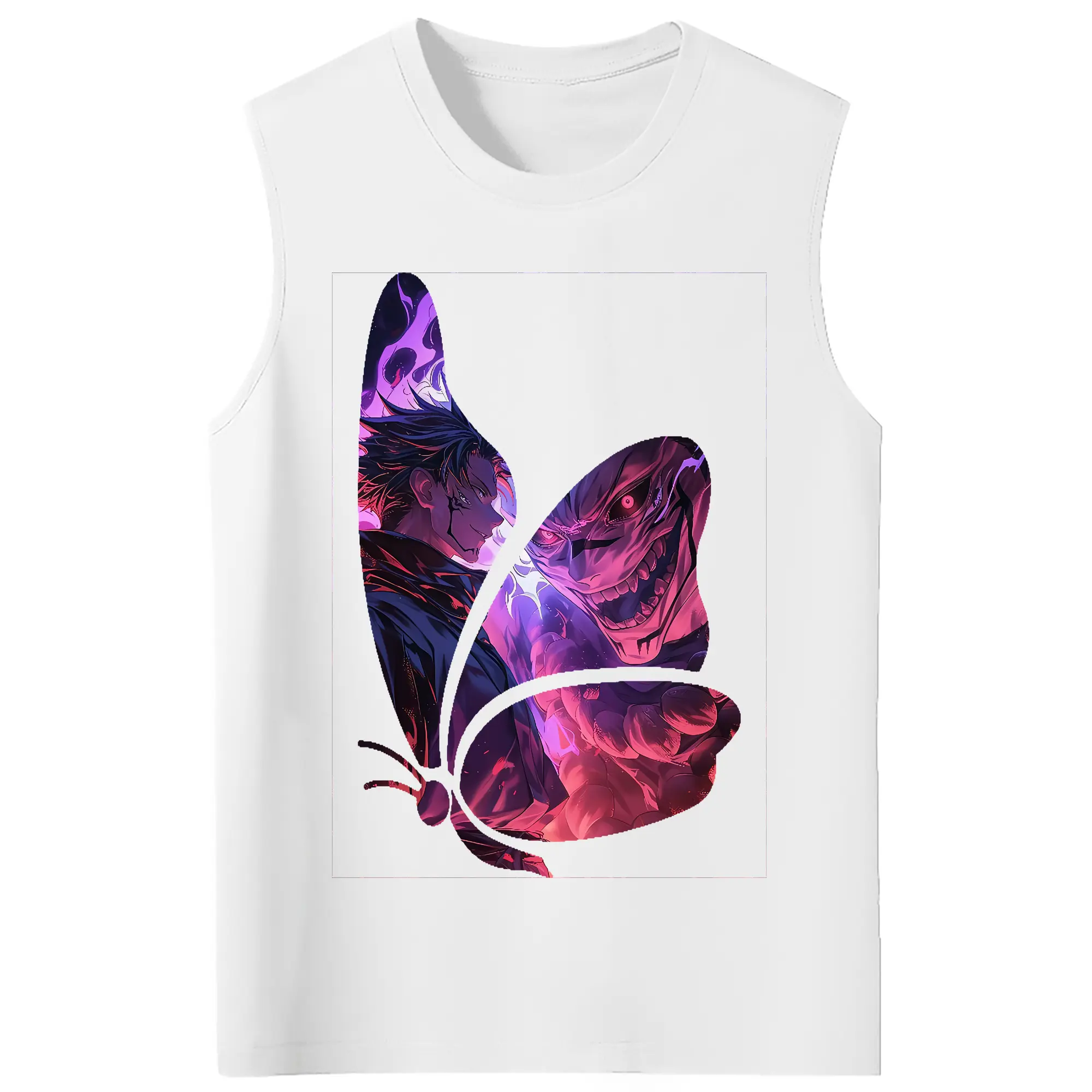 呪術廻戦 グッズ,両面宿儺 - コットン100％ タンクトップ ・ フロントプリント ・ タイトフィット ・ 快適 通気性 ・ スポーツ カジュアル 散歩用